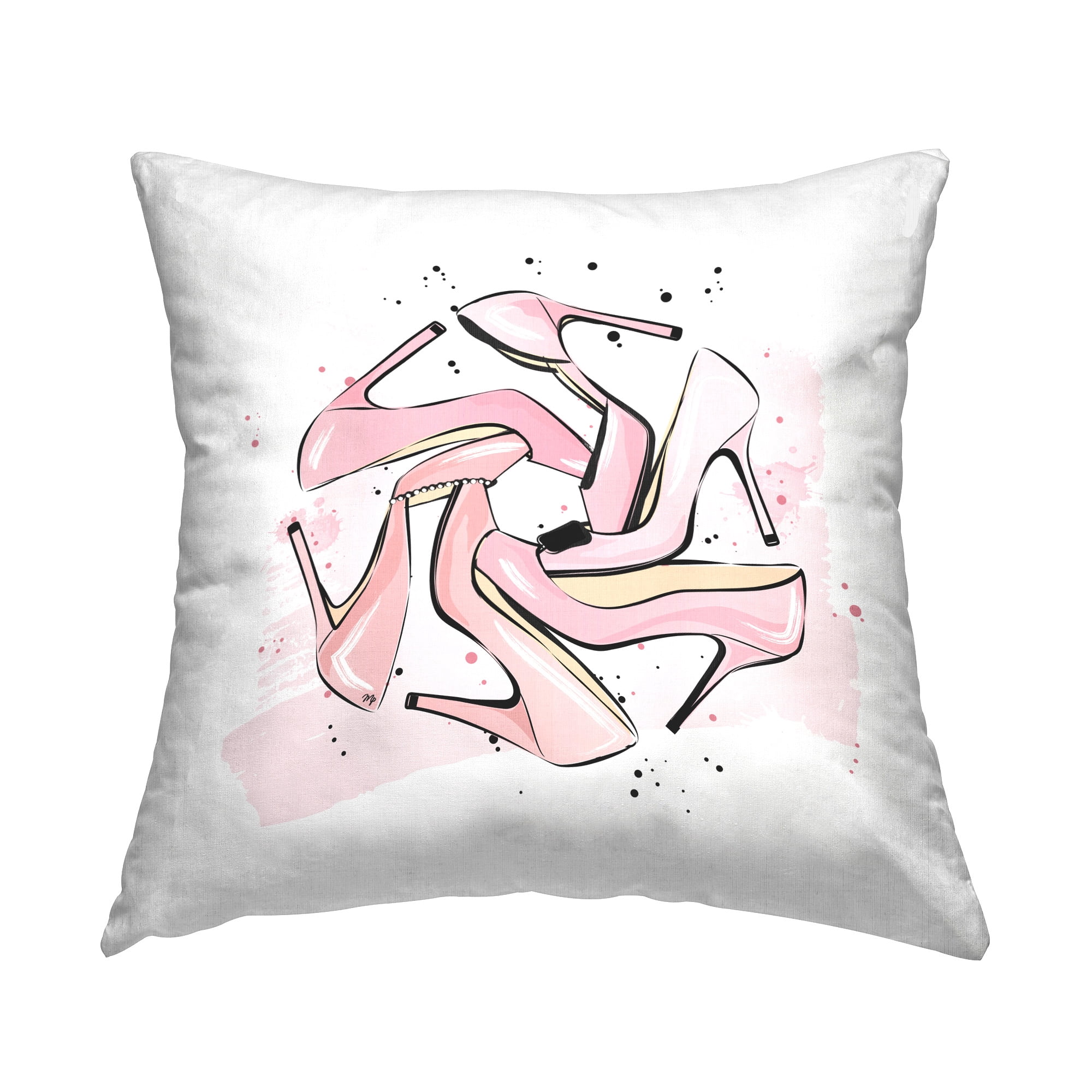 Stupell Industries Pink Heels Pattern Decorative Printed Throw Pillow Design by Martina Pavlova