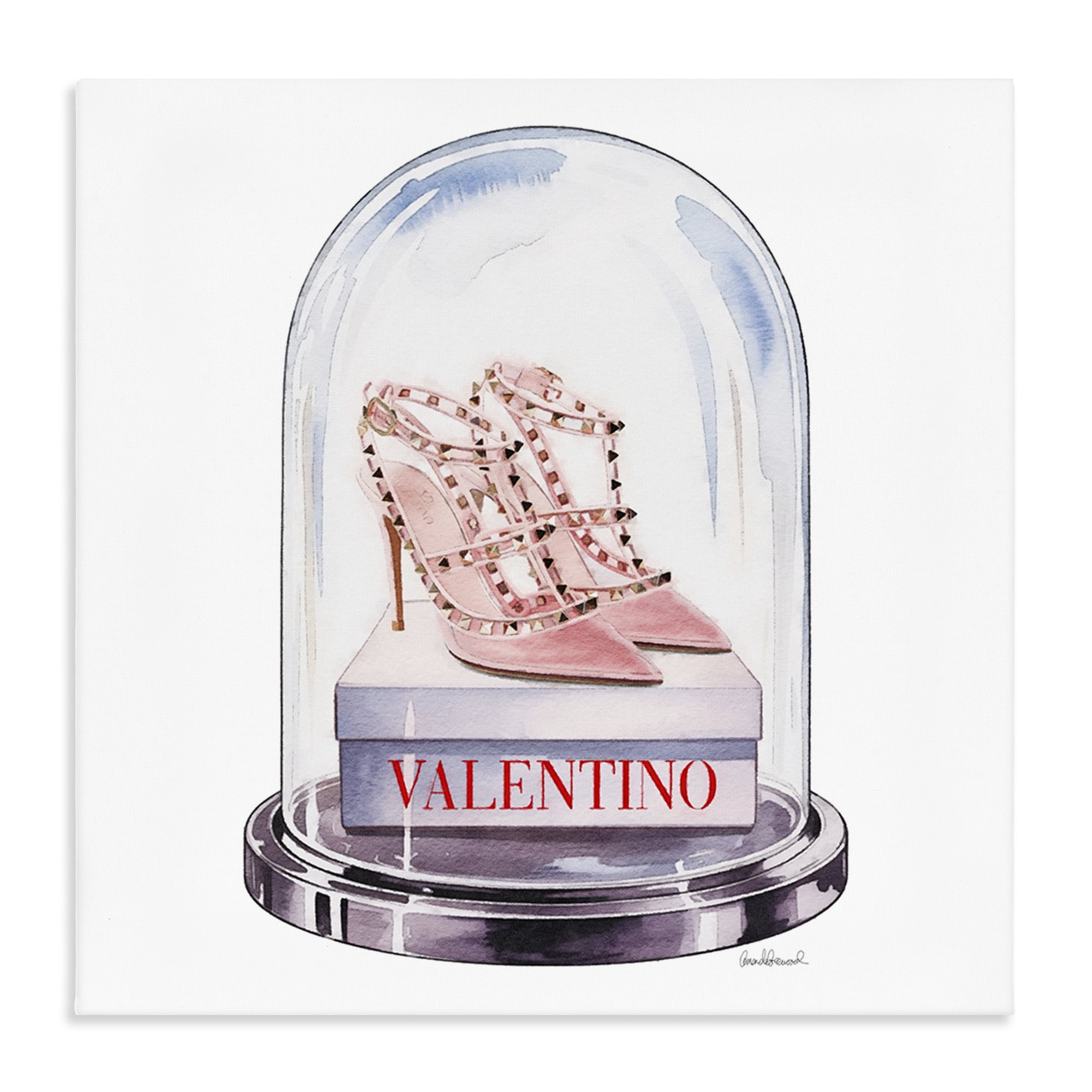 Stupell Industries Pink Heels in Bell Jar Canvas Wall Art, design by Amanda Greenwood