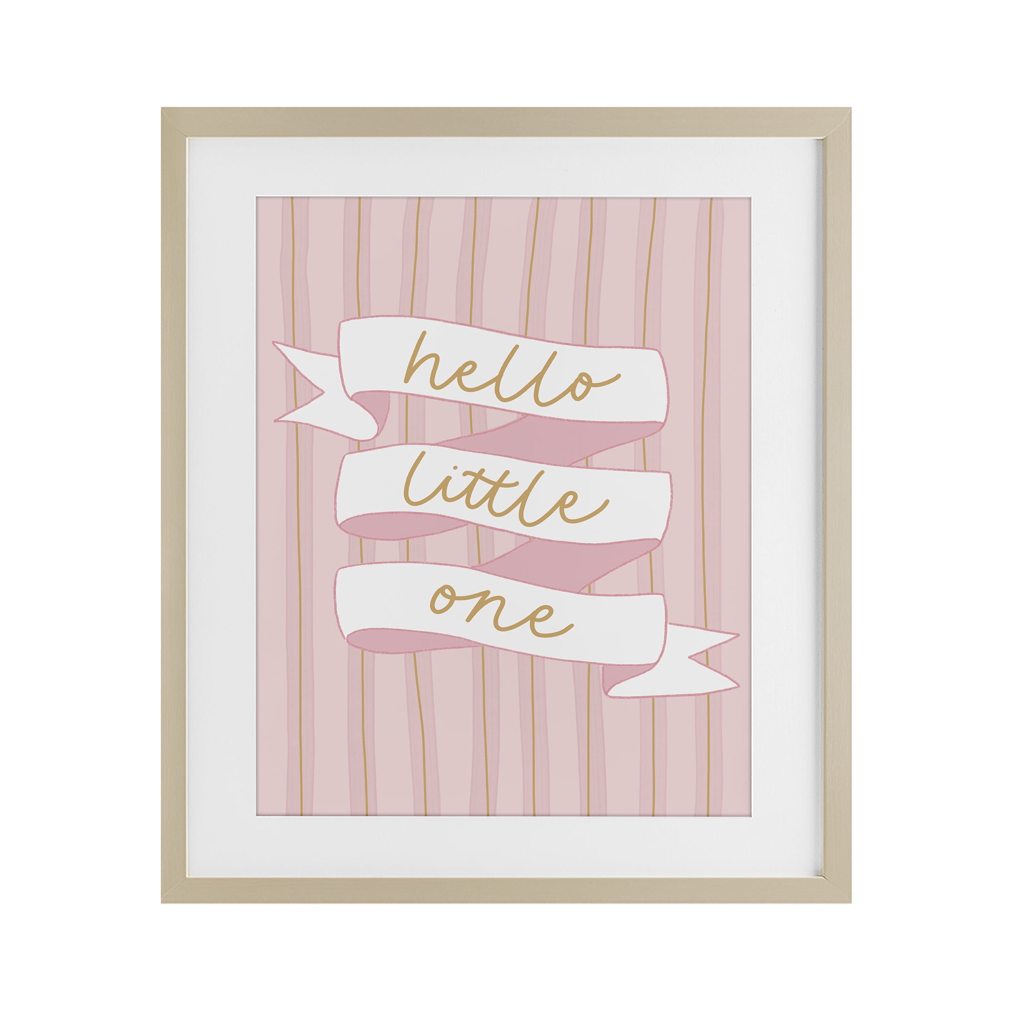 Stupell Industries Pink Hello Little One Birch Framed Print Under Glass, design by Amanda Houston