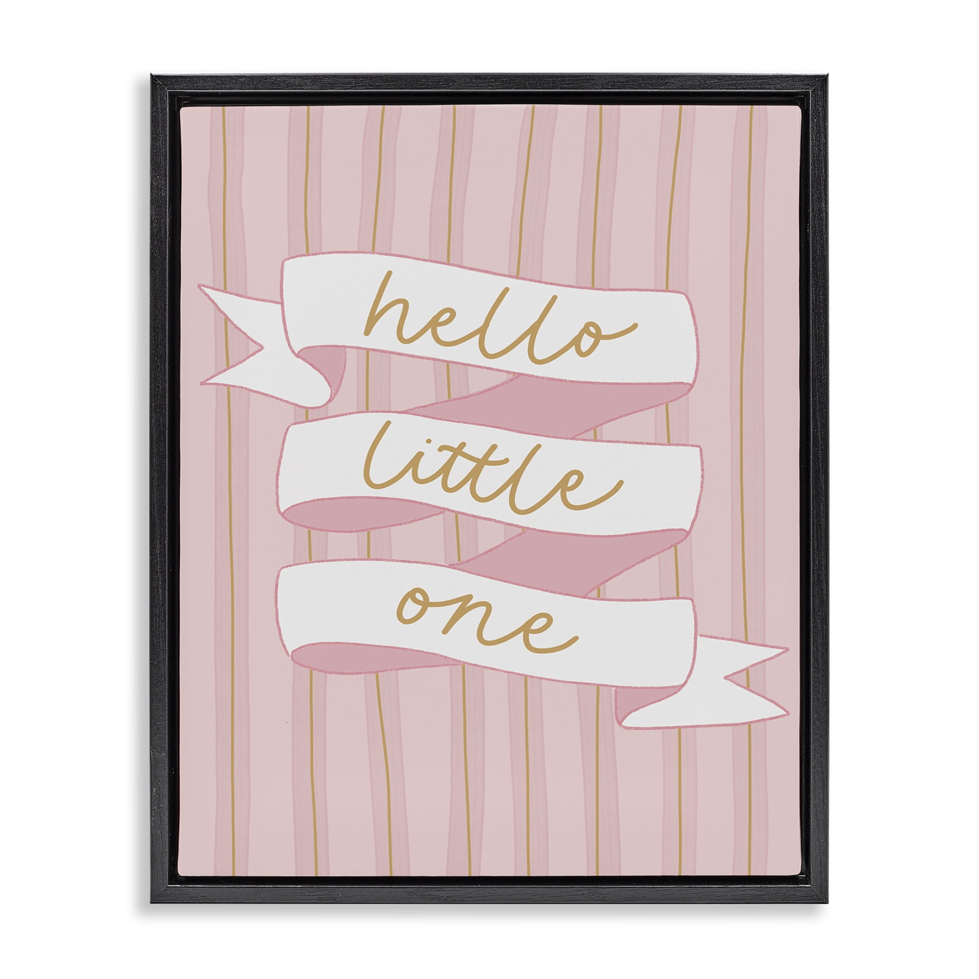 Stupell Industries Pink Hello Little One Black Framed Floater Canvas Wall Art, design by Amanda Houston