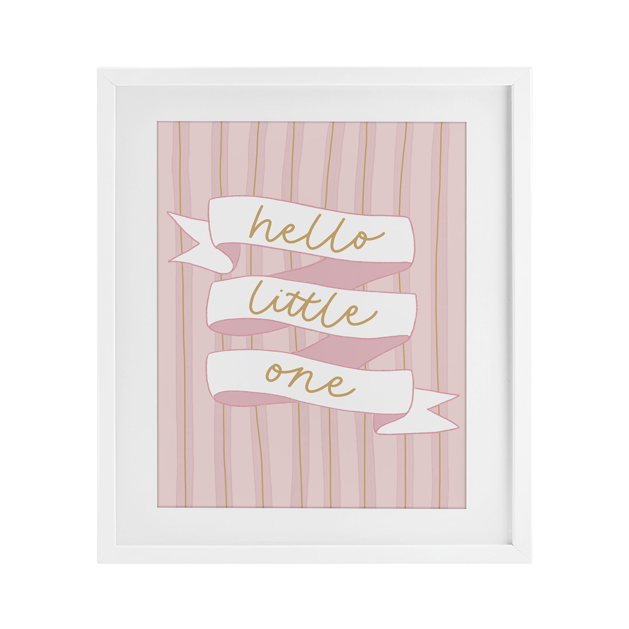 Stupell Industries Pink Hello Little One White Framed Print Under Glass, design by Amanda Houston