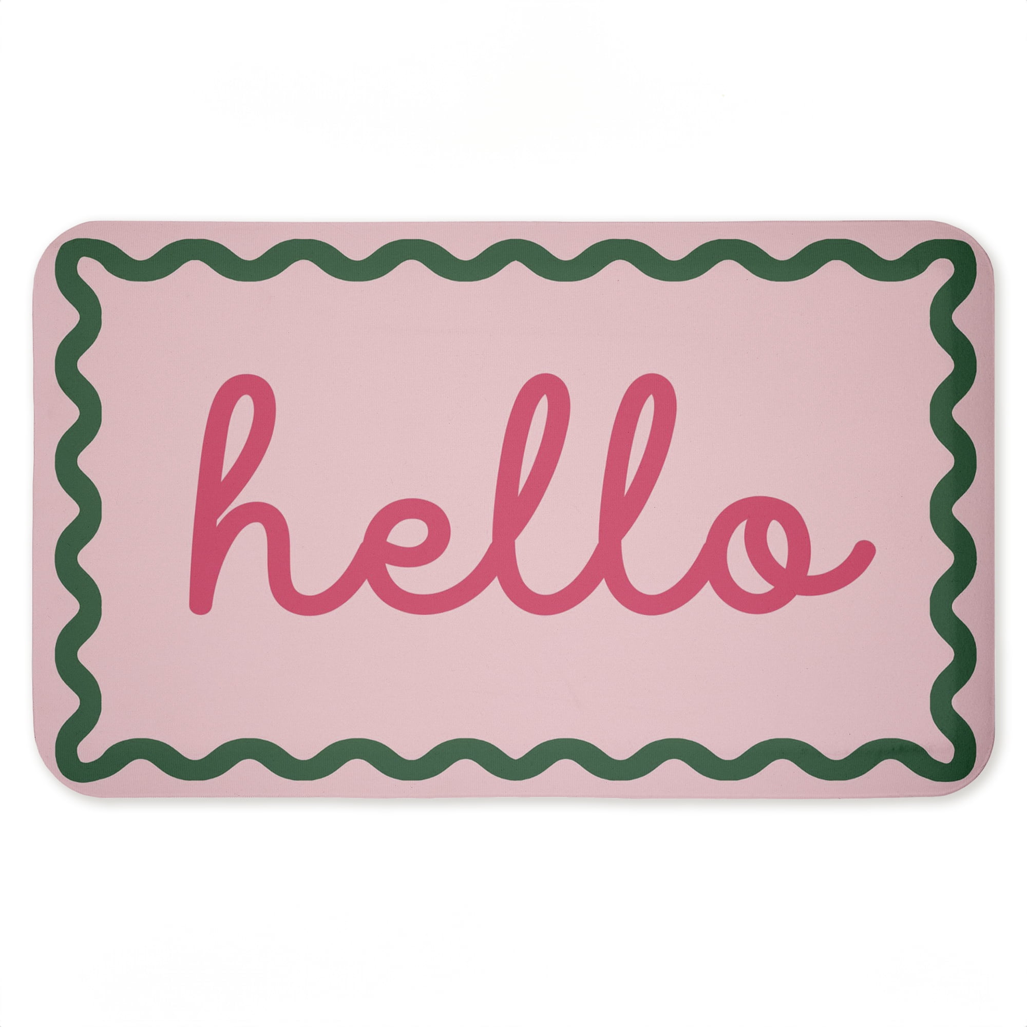 Stupell Industries Pink Hello Wavy Border Printed Anti-Fatigue Floor Mat, design by Lil' Rue