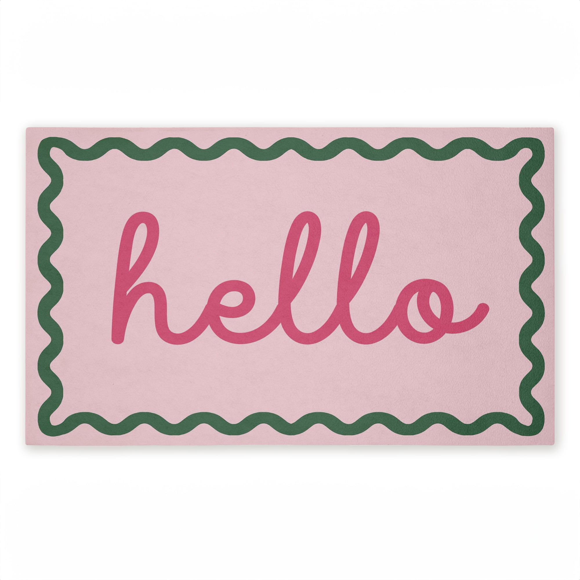 Stupell Industries Pink Hello Wavy Border Printed Outdoor Door Floor Mat, design by Lil' Rue