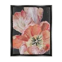 Stupell Industries Pink Hibiscus Petals Blooming Botanical & Floral Painting Black Floater Framed Art Print Wall Art