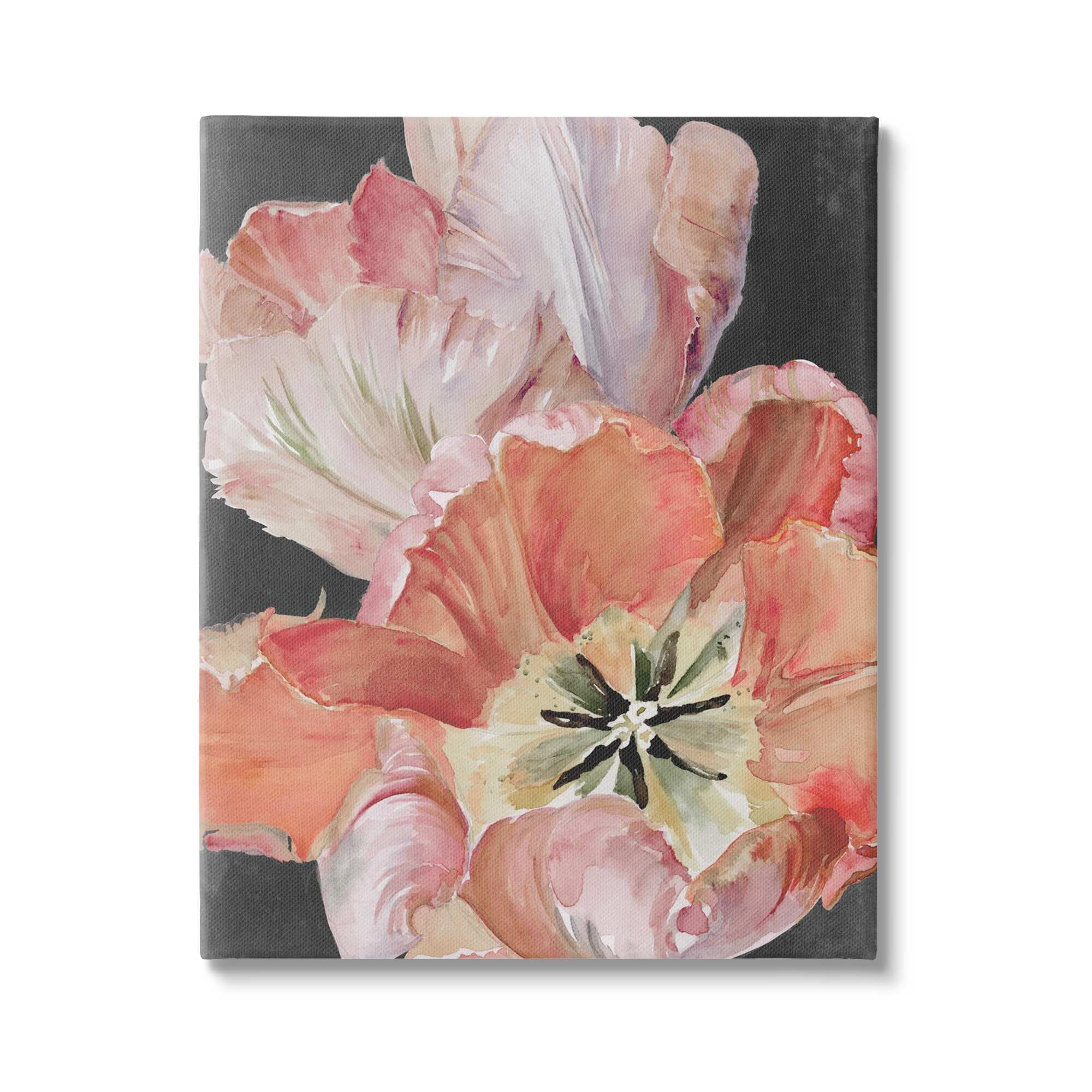Stupell Industries Pink Hibiscus Petals Blooming Botanical & Floral Painting Gallery Wrapped Canvas Print Wall Art
