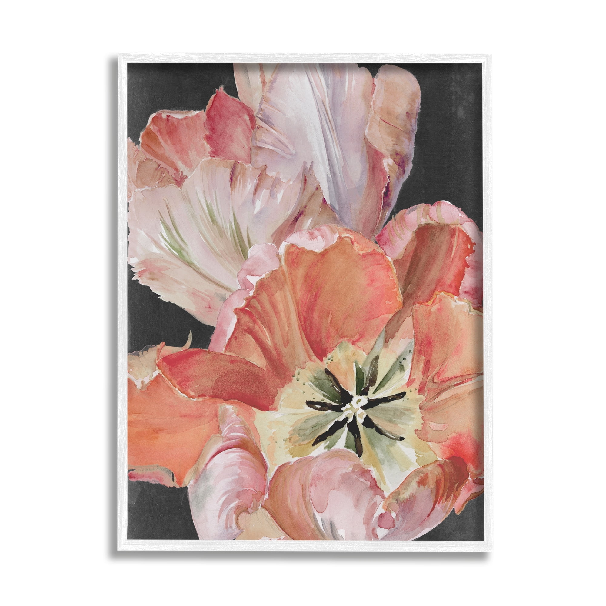 Pink Hibiscus Petals Blooming Canvas Print with White Frame