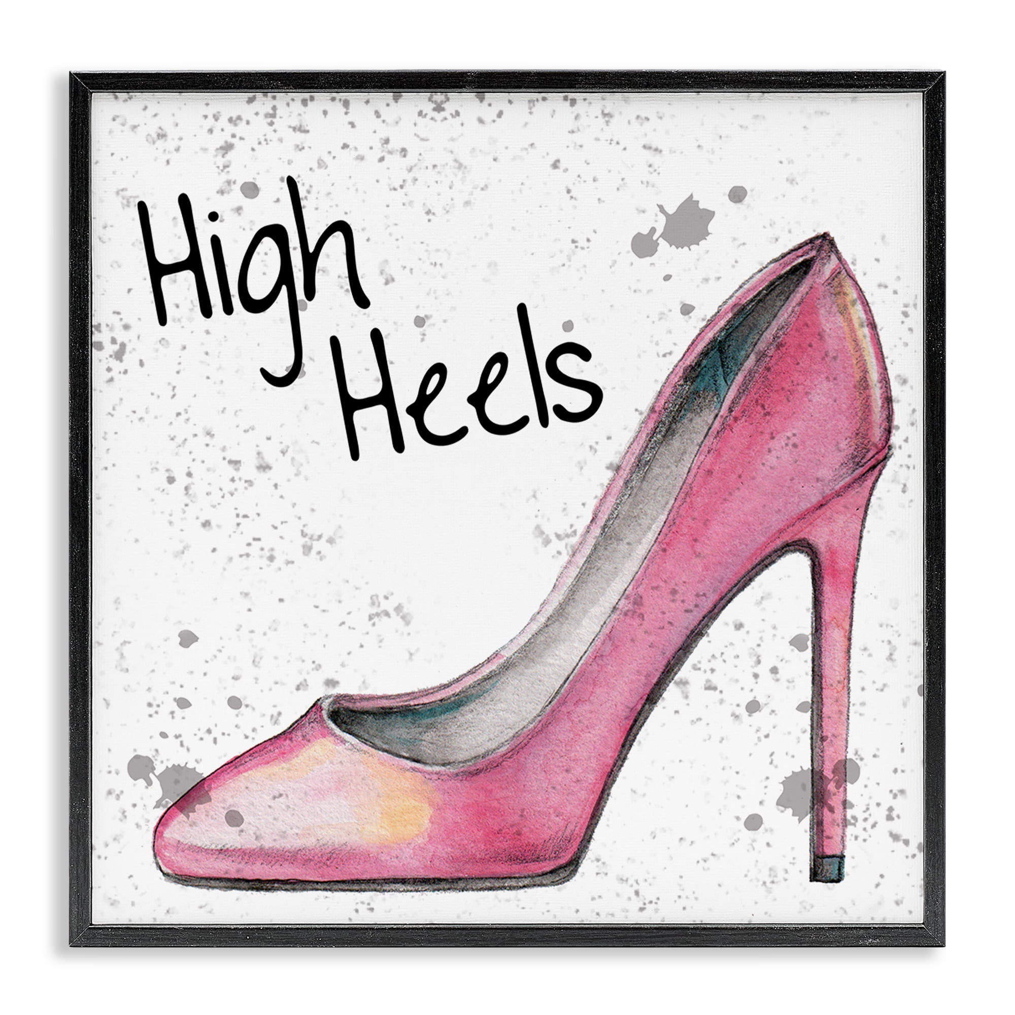 Stupell Industries Pink High Heels Beauty & Fashion Painting Black Framed Art Print Wall Art, 17 x 17