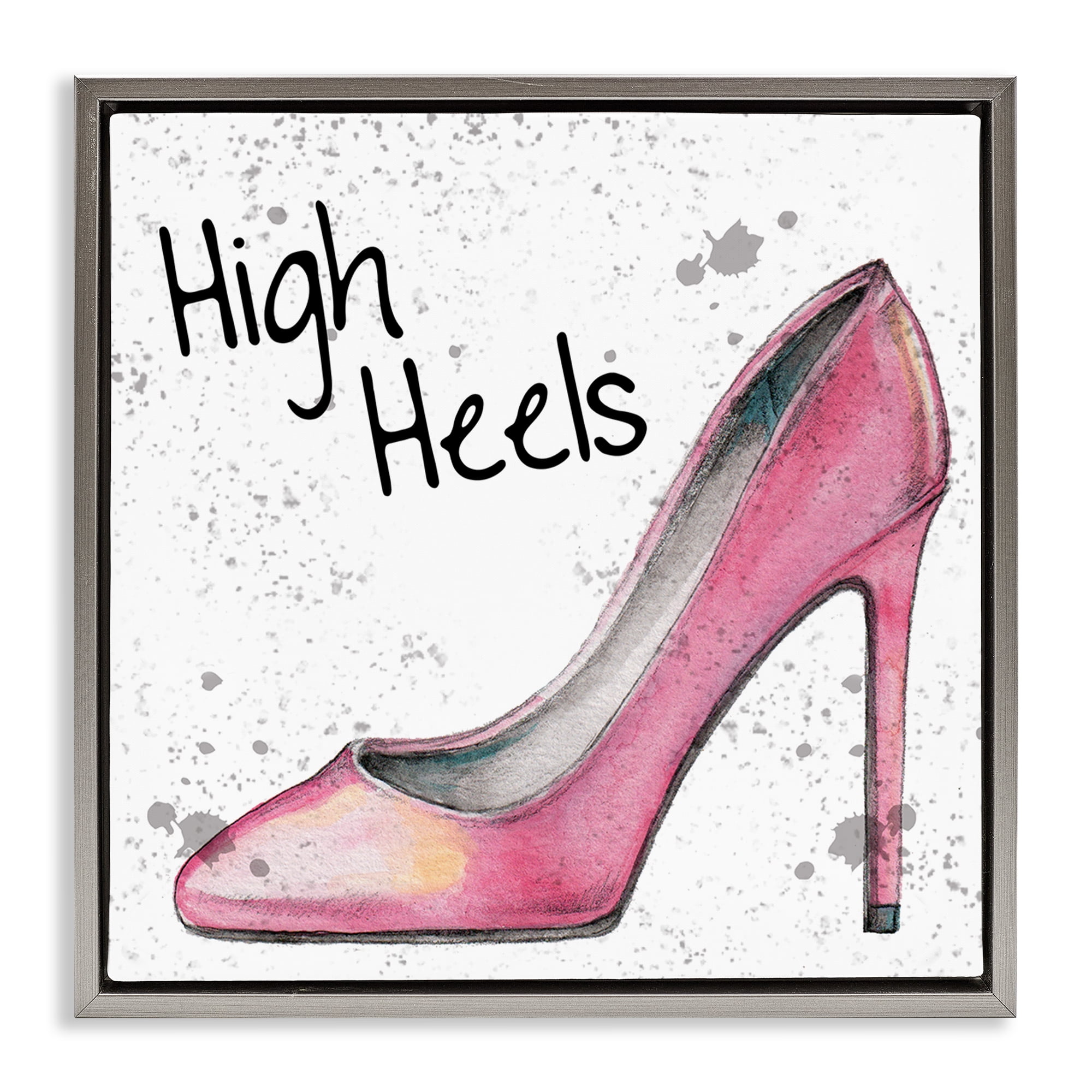 Stupell Industries Pink High Heels Beauty & Fashion Painting Gray Floater Framed Art Print Wall Art, 25 x 25