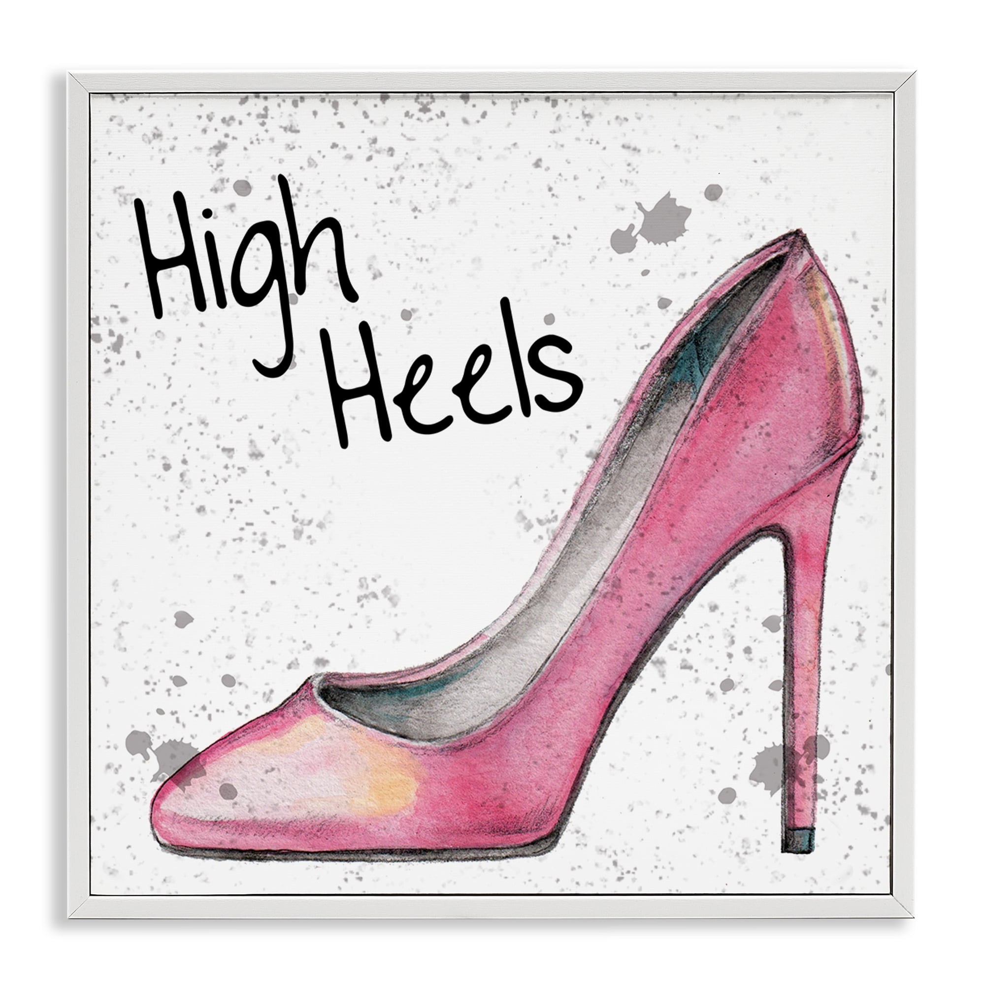 Stupell Industries Pink High Heels Beauty & Fashion Painting White Framed Art Print Wall Art, 24 x 24
