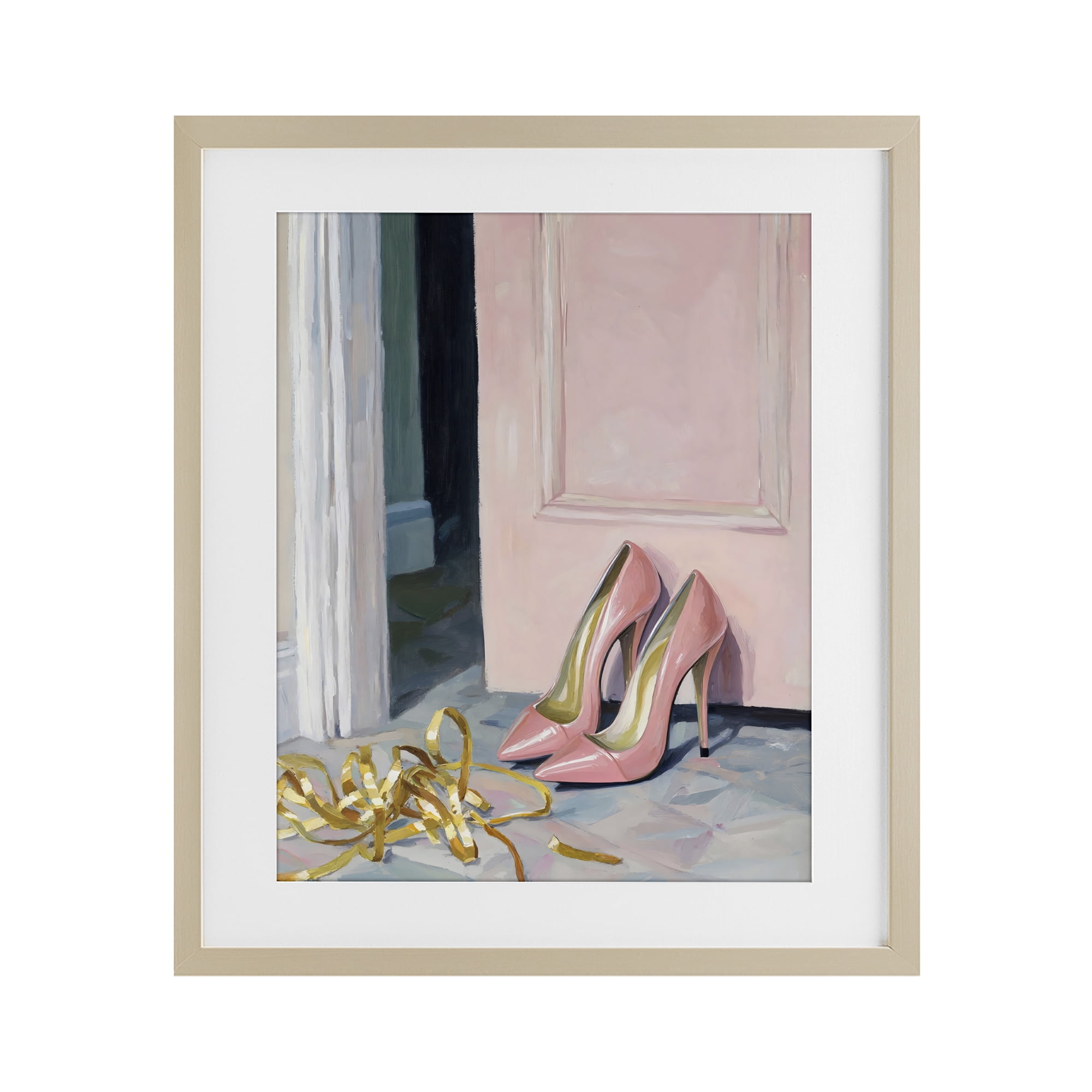 Stupell Industries Pink High Heels & Tinsel Birch Framed Print Under Glass, design by The Prints Vibe