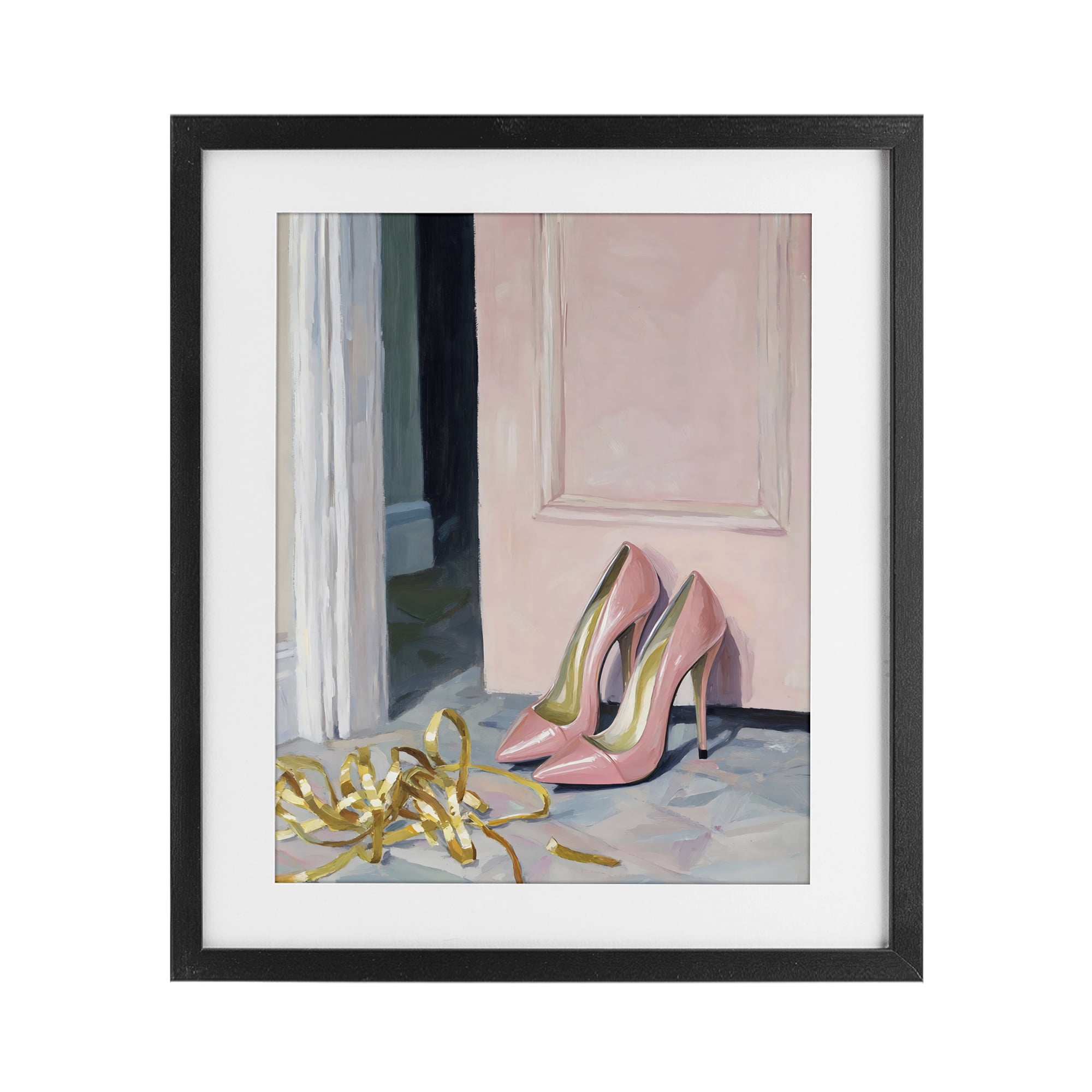 Stupell Industries Pink High Heels & Tinsel Black Framed Print Under Glass, design by The Prints Vibe