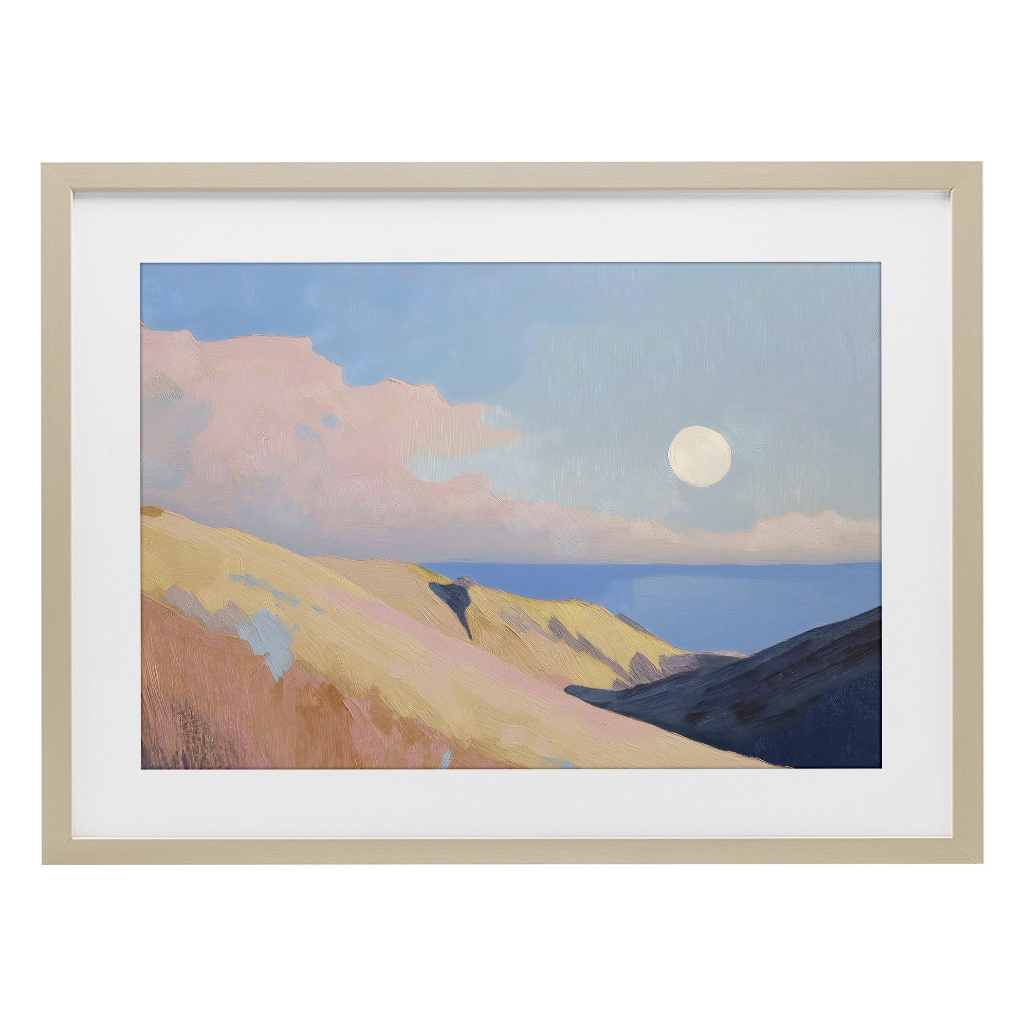 Stupell Industries Pink Hills At The Ocean Birch Framed Print Under Glass, design by Gina Kelly