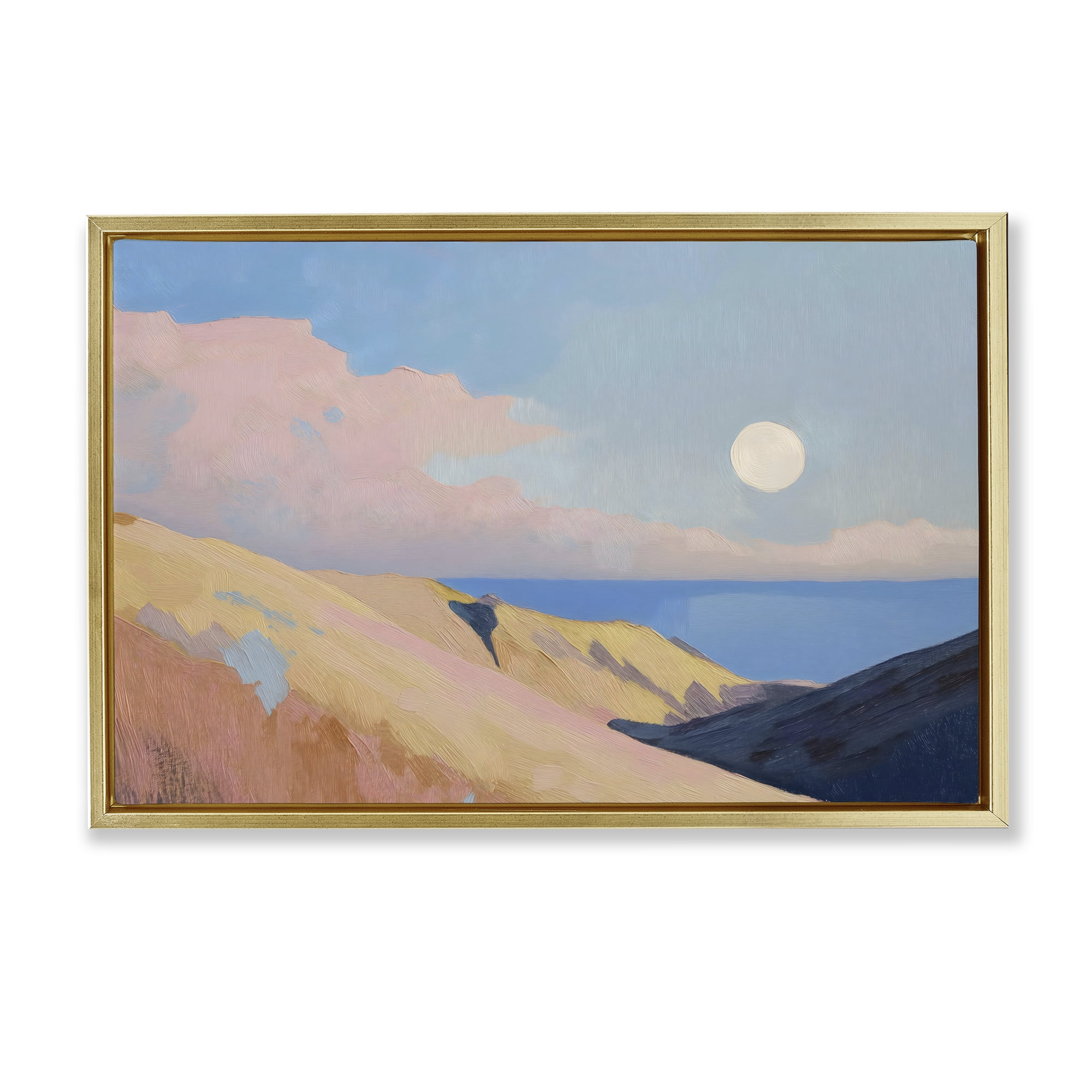 Stupell Industries Pink Hills At The Ocean Gold Framed Floater Canvas Wall Art, design by Gina Kelly