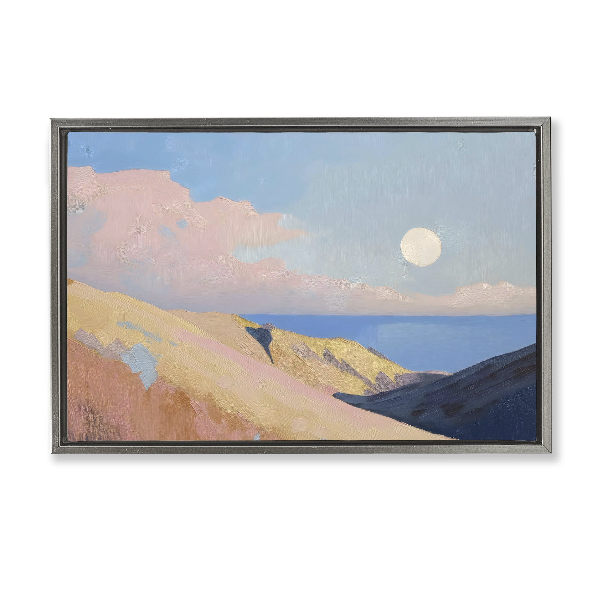Stupell Industries Pink Hills At The Ocean Gray Framed Floater Canvas Wall Art, design by Gina Kelly
