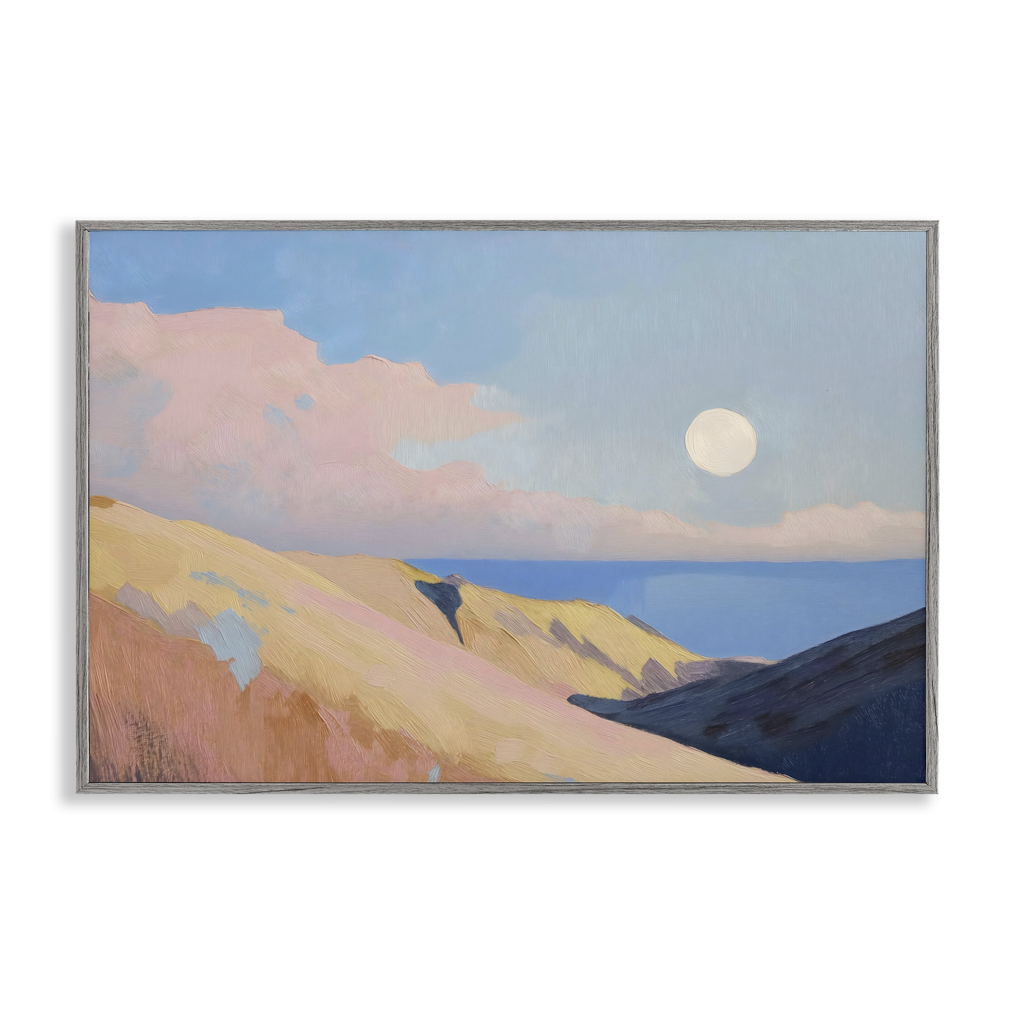 Stupell Industries Pink Hills At The Ocean Gray Framed Giclee Art, design by Gina Kelly