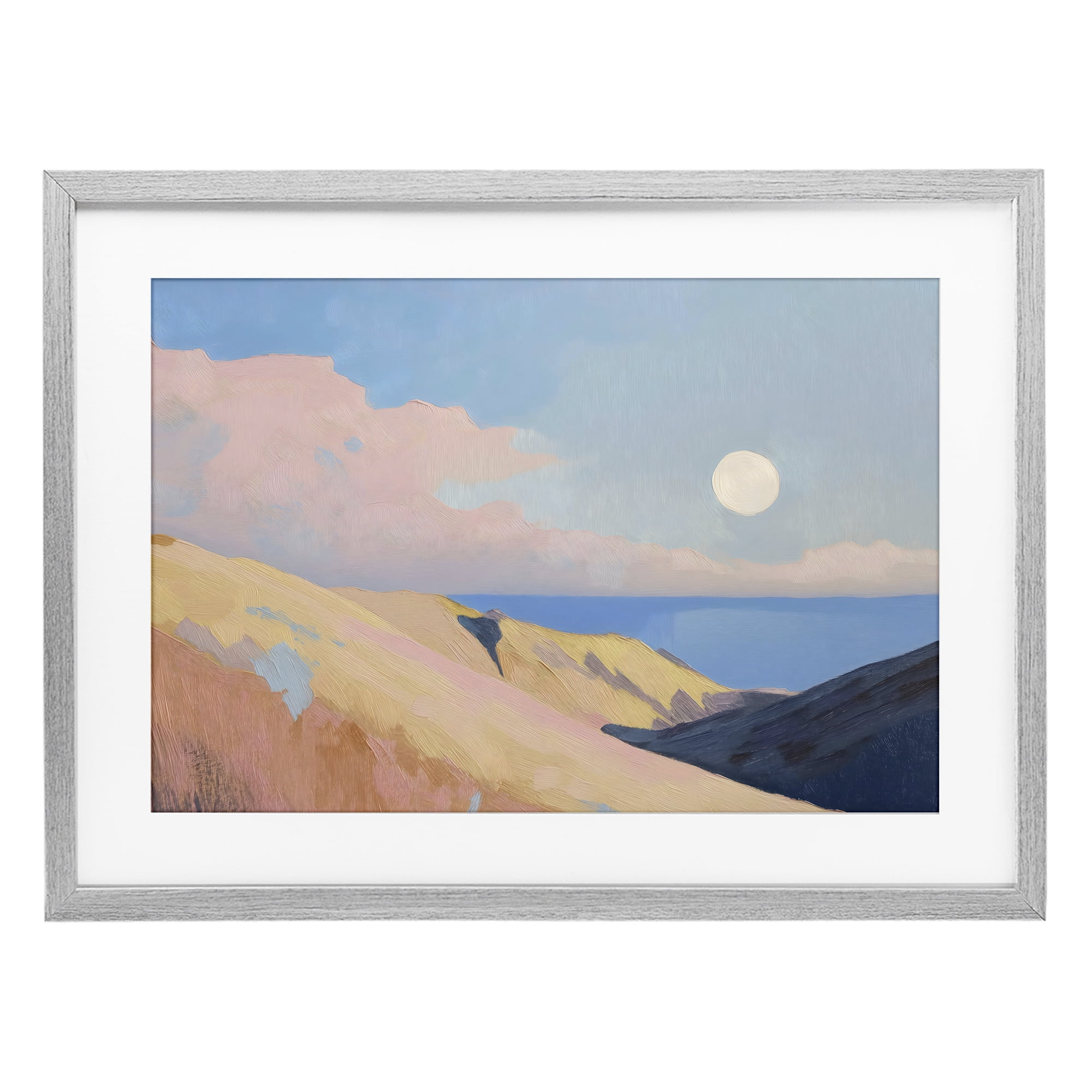 Stupell Industries Pink Hills At The Ocean Gray Framed Print Under Glass, design by Gina Kelly