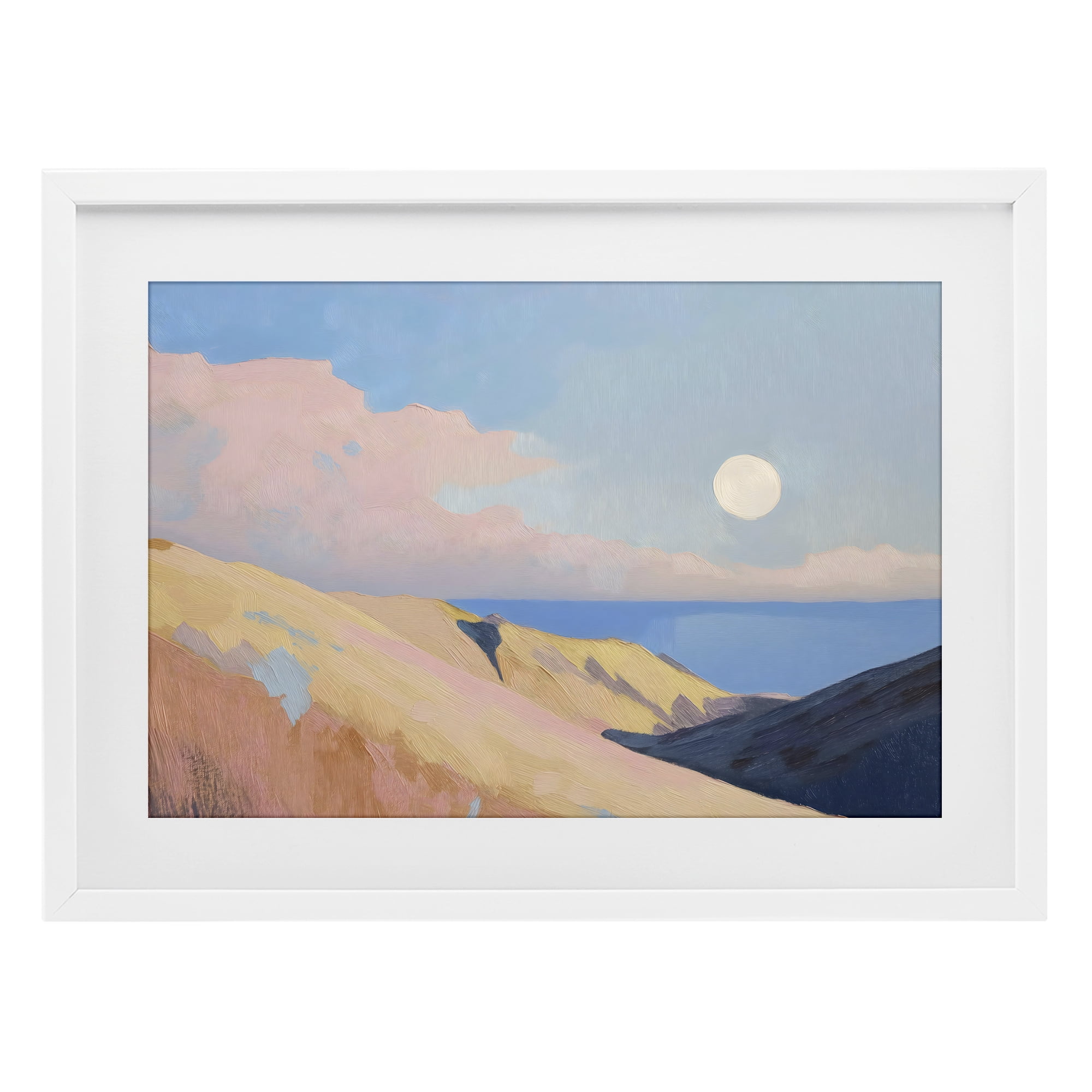 Stupell Industries Pink Hills At The Ocean White Framed Print Under Glass, design by Gina Kelly