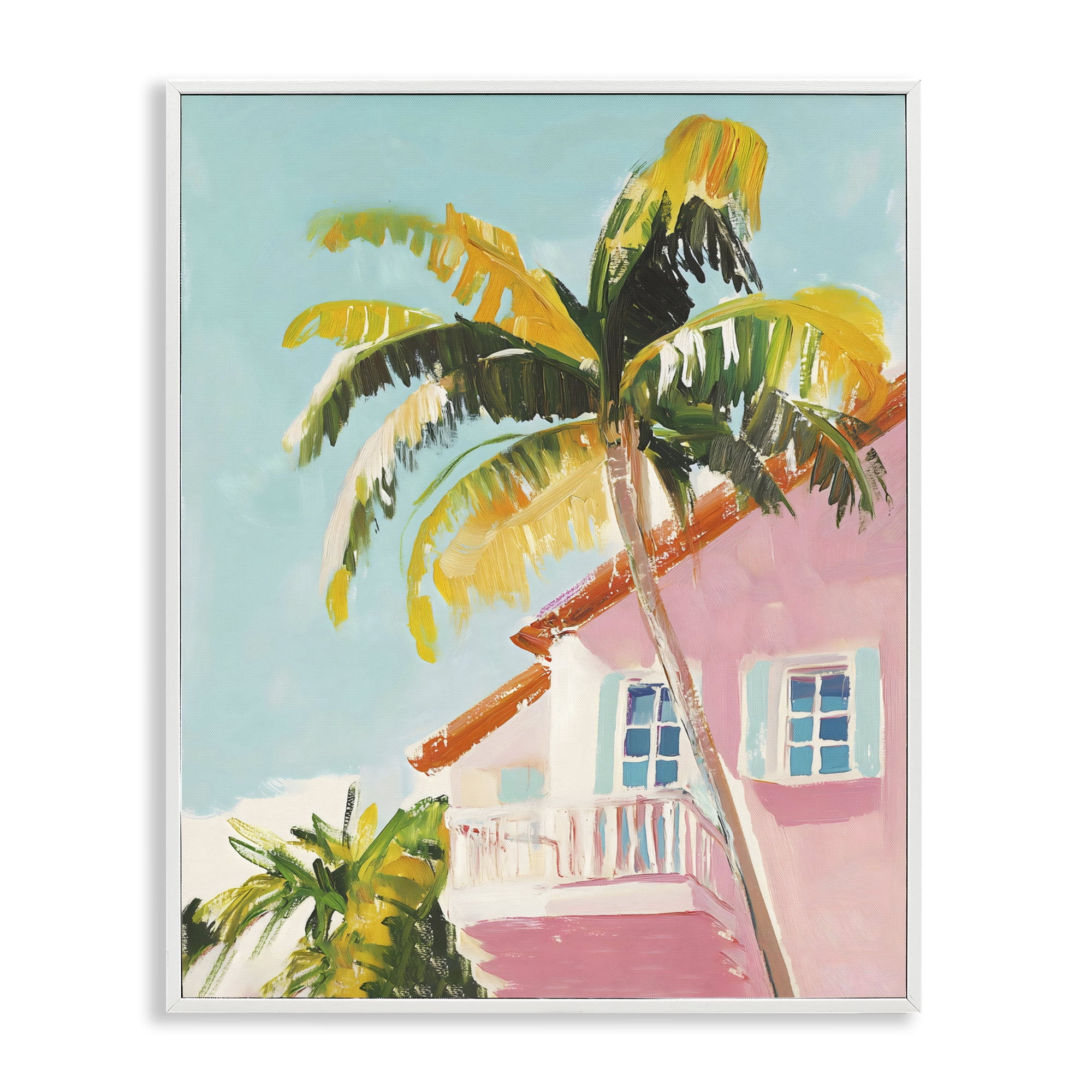 Stupell Industries Pink House Palm Tree White Framed Giclee Art, design by The Prints Vibe