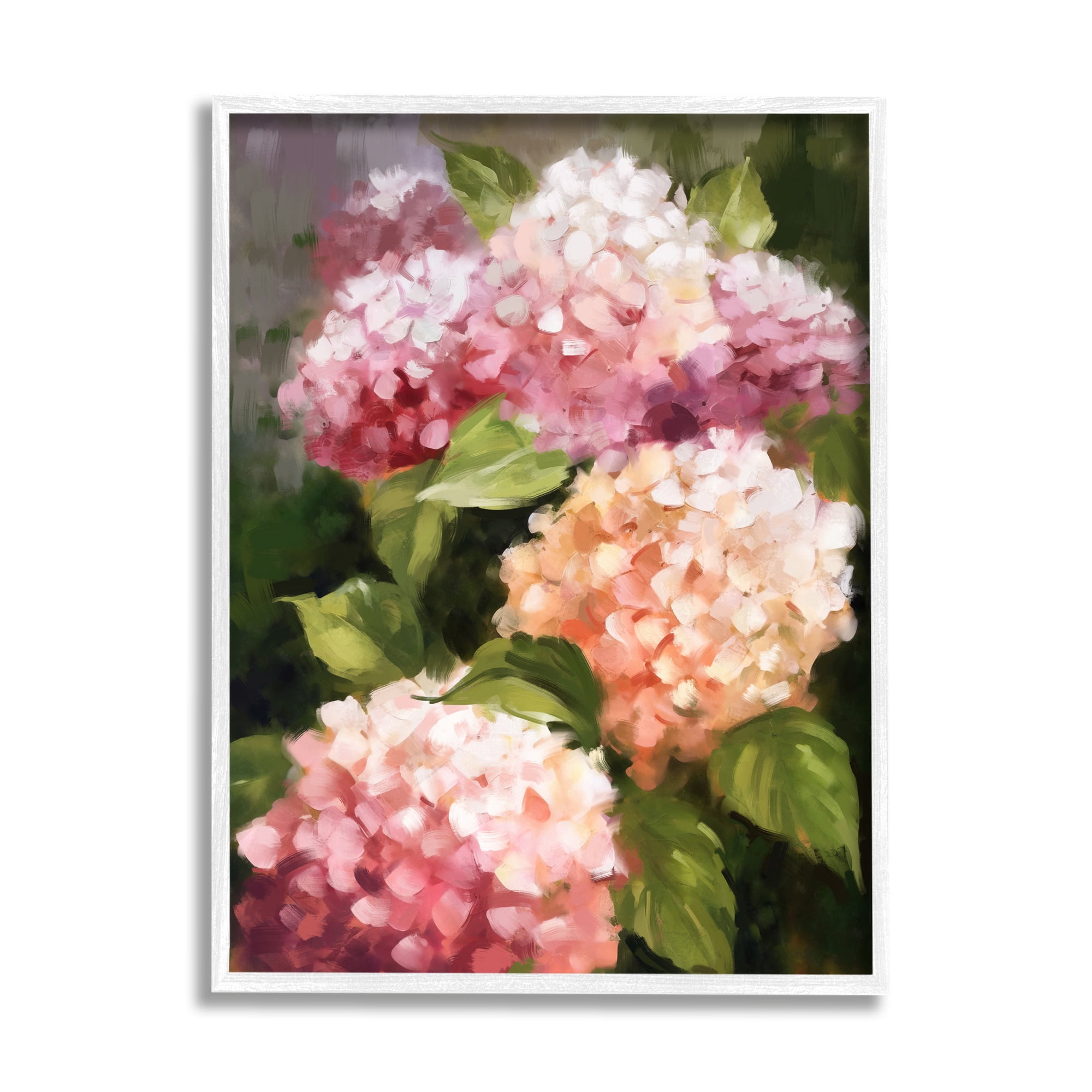 Stupell Industries Pink Hydrangea Blooms Botanical & Floral Painting White Framed Art Print Wall Art, 16 x 20