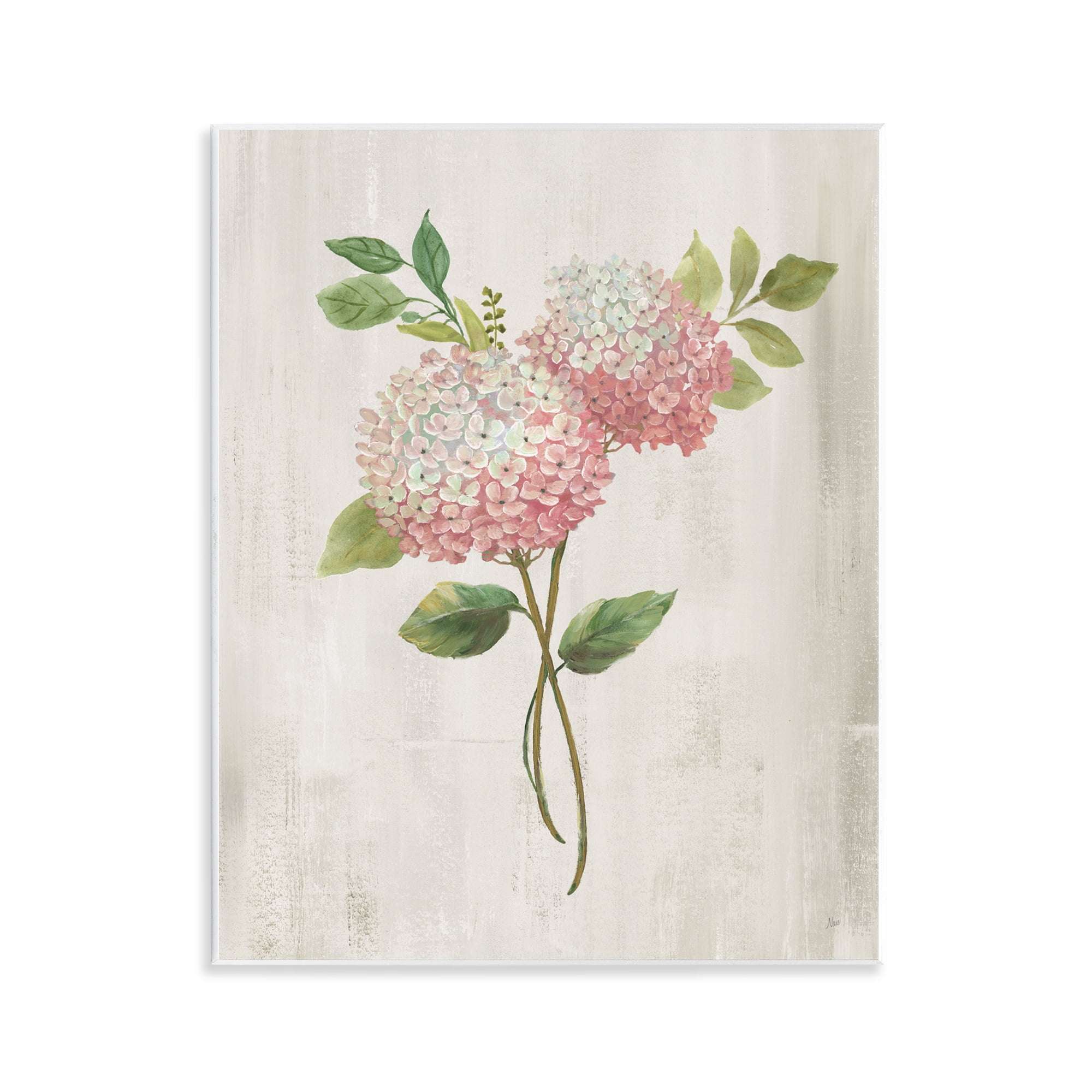 Stupell Industries Pink Hydrangea Paired Stems Wall Plaque Art, design by Nan