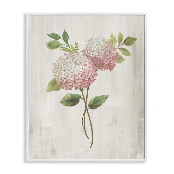 Stupell Industries Shabby Chic Pink Hydrangea Paired Stems White Framed Giclee Art, 16 x 20, by Nan