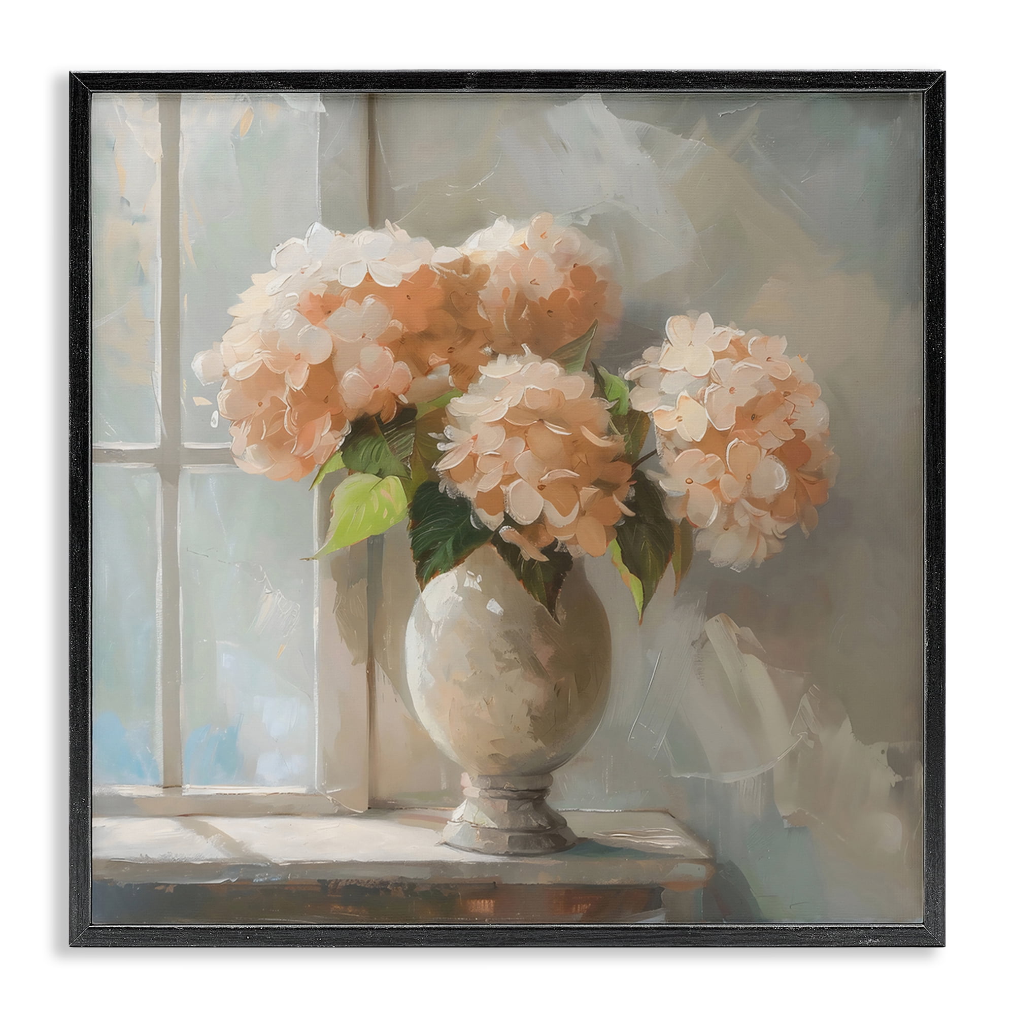 Stupell Industries Pink Hydrangea in Sunlit Vase Black Framed Giclee Art, design by Creative Studio