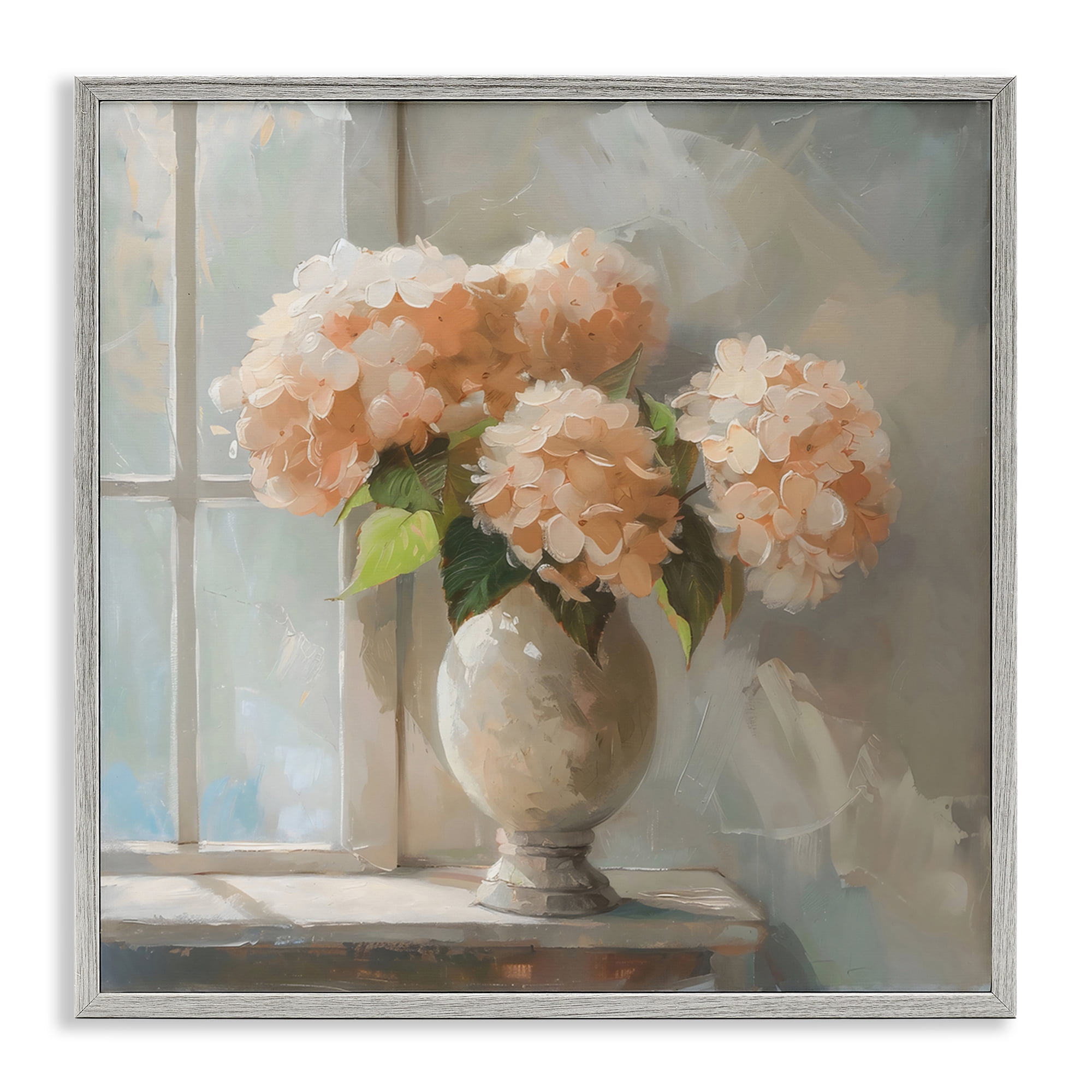 Stupell Industries Pink Hydrangea in Sunlit Vase Gray Framed Giclee Art, design by Creative Studio