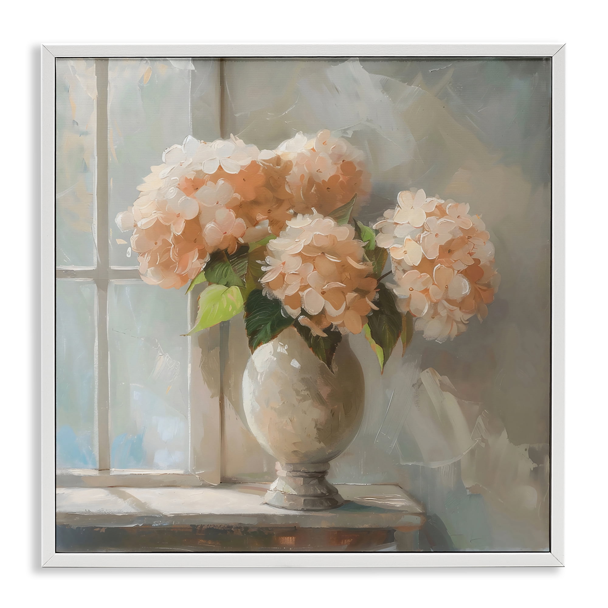 Stupell Industries Pink Hydrangea in Sunlit Vase White Framed Giclee Art, design by Creative Studio