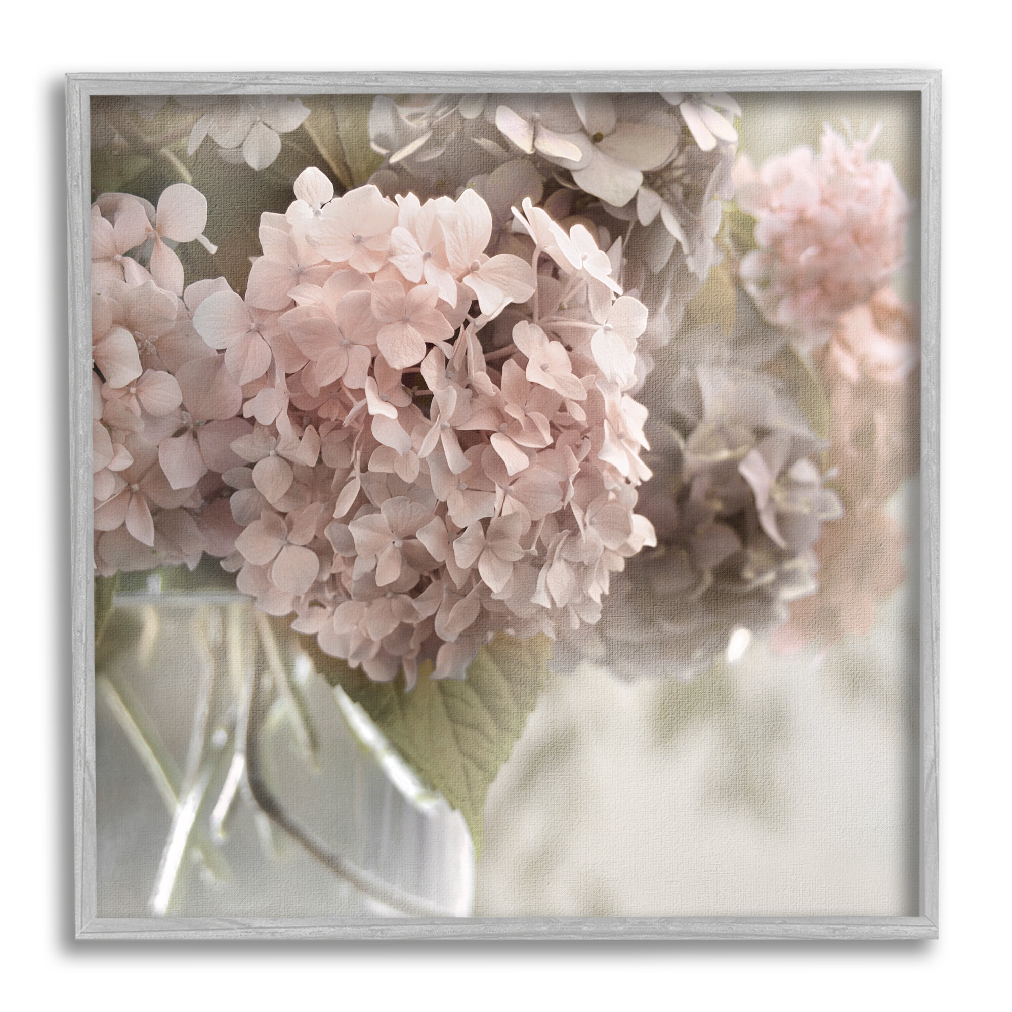 Stupell Industries Pink Hydrangeas Close Up Botanical & Floral Photography Gray Framed Art Print Wall Art, 17 x 17