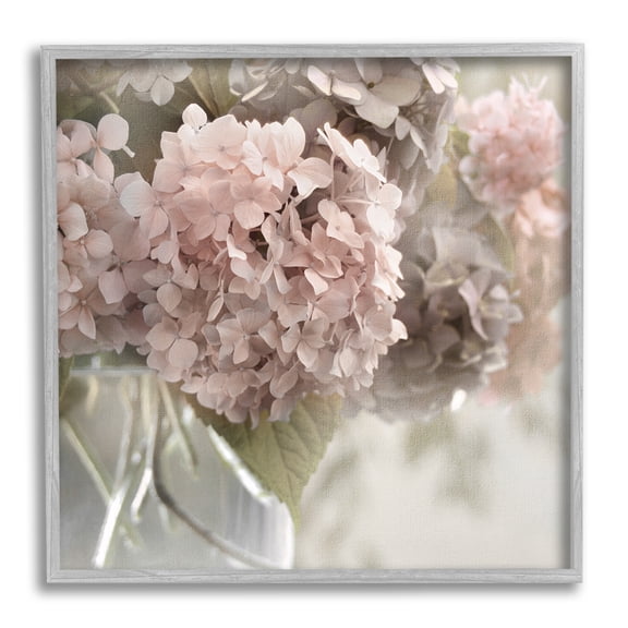 Stupell Industries Pink Hydrangeas Close Up Botanical & Floral Photography Gray Framed Art Print Wall Art, 24 x 24