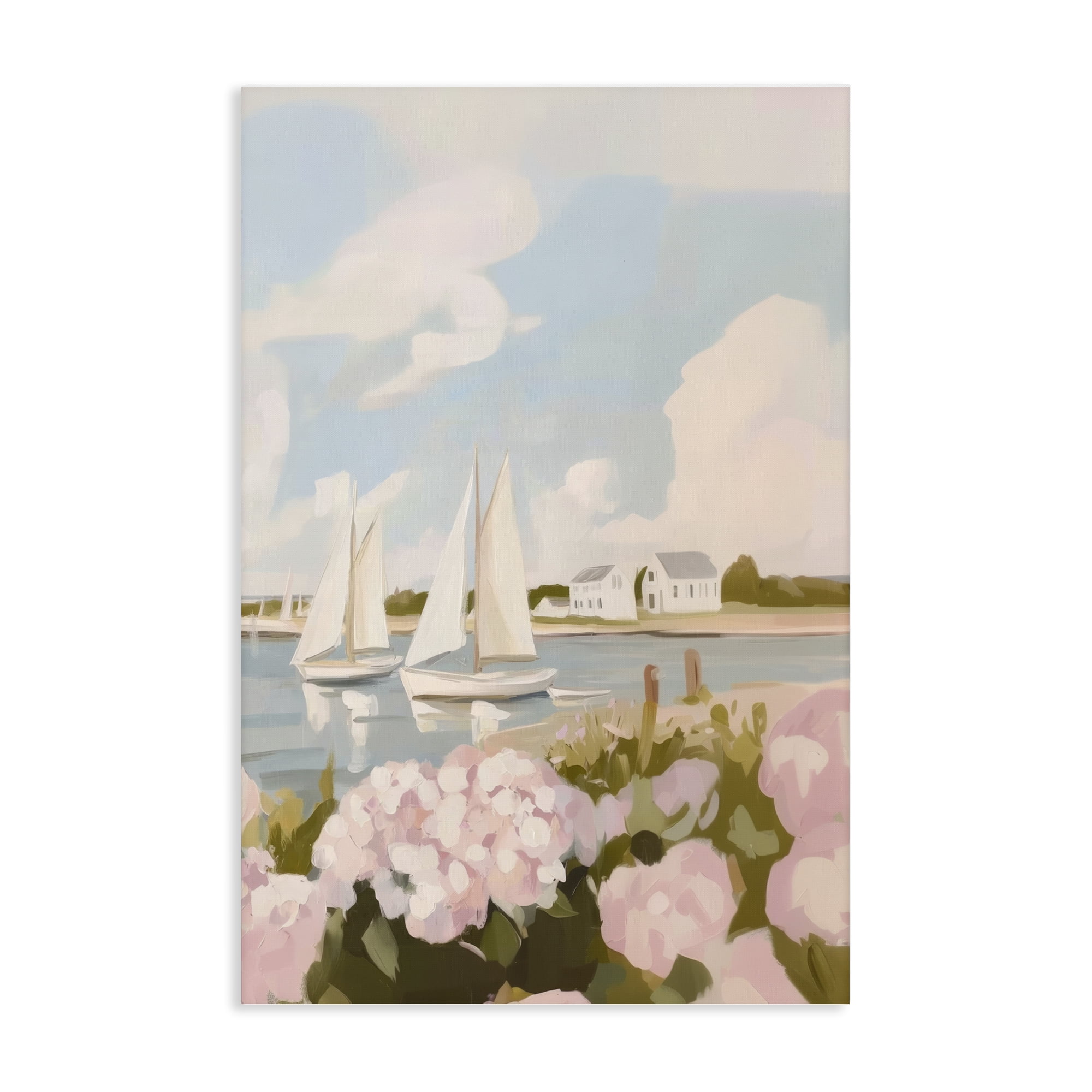 Stupell Industries Pink Hydrangeas with Sailboats Canvas Wall Art, design by Sisi and Seb