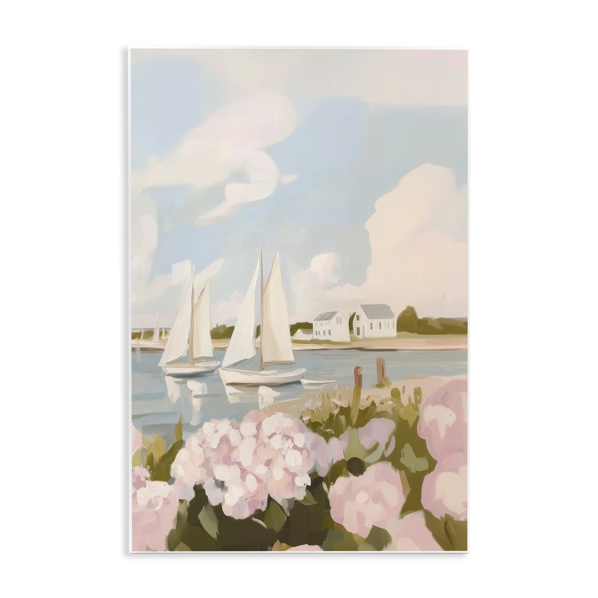 Stupell Industries Pink Hydrangeas with Sailboats Wall Plaque Art, design by Sisi and Seb
