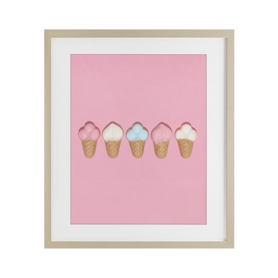 Stupell Industries Contemporary Pink Ice Cream Candy Birch Framed Print Under Glass, 13 x 16, by LISH Creative