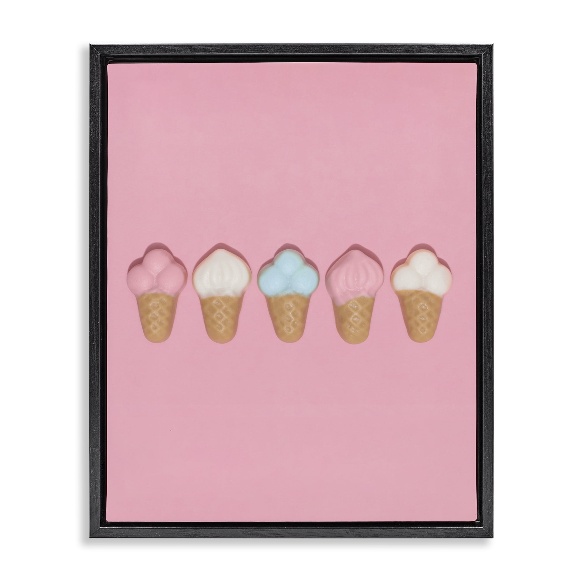 Stupell Industries Pink Ice Cream Candy Black Framed Floater Canvas Wall Art, design by LISH Creative