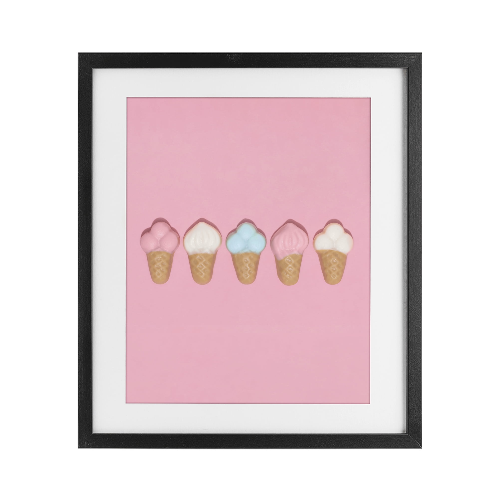 Stupell Industries Pink Ice Cream Candy Black Framed Print Under Glass, design by LISH Creative
