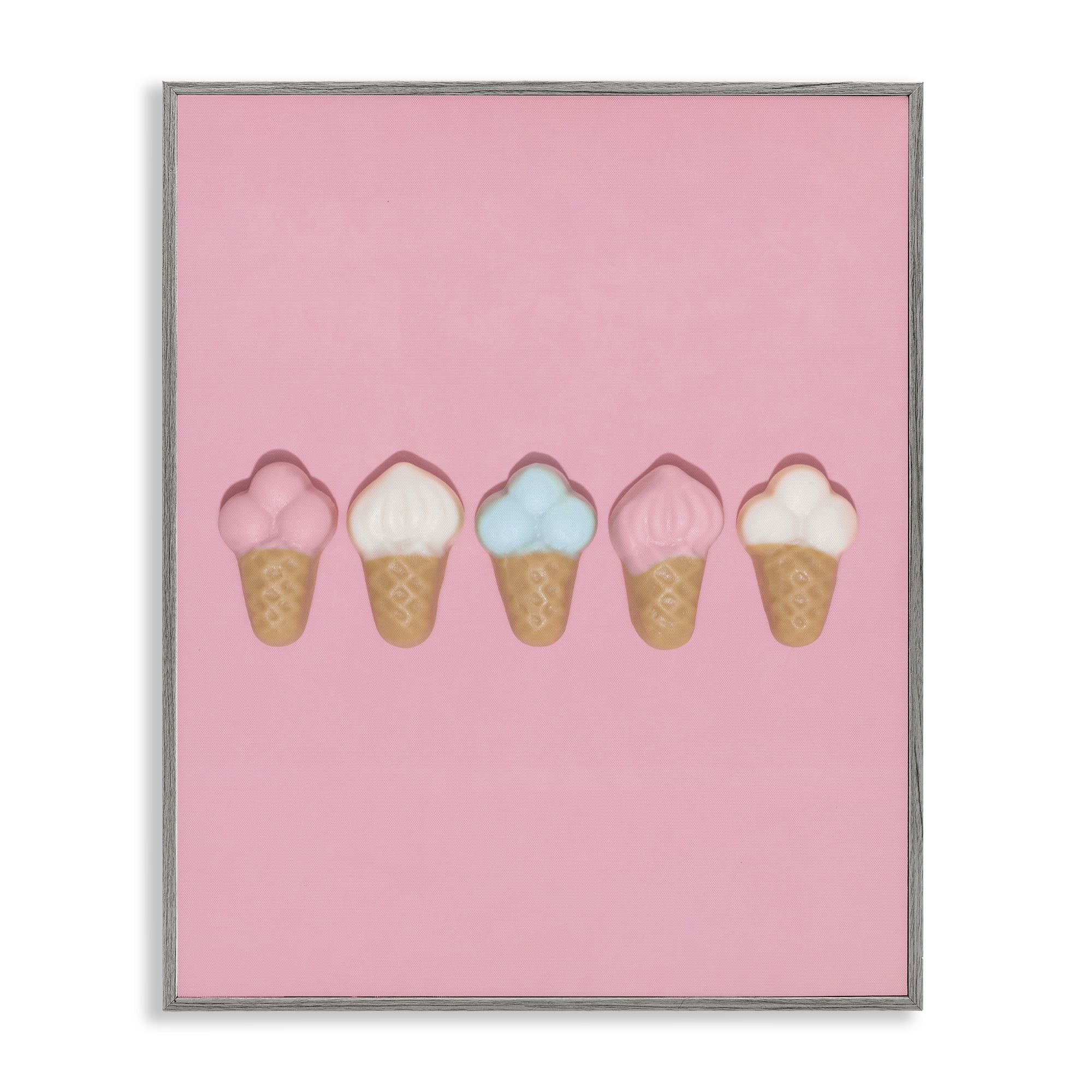 Stupell Industries Pink Ice Cream Candy Gray Framed Giclee Art, design by LISH Creative