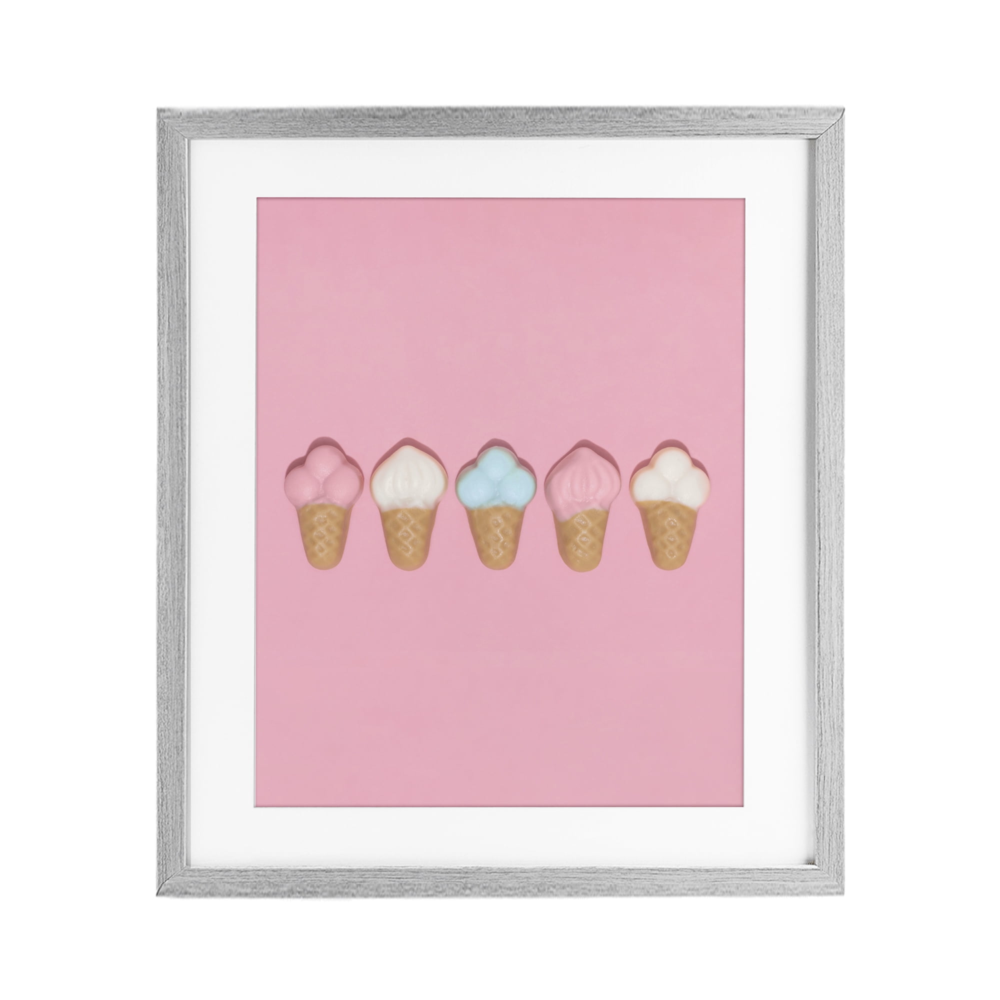 Stupell Industries Pink Ice Cream Candy Gray Framed Print Under Glass, design by LISH Creative
