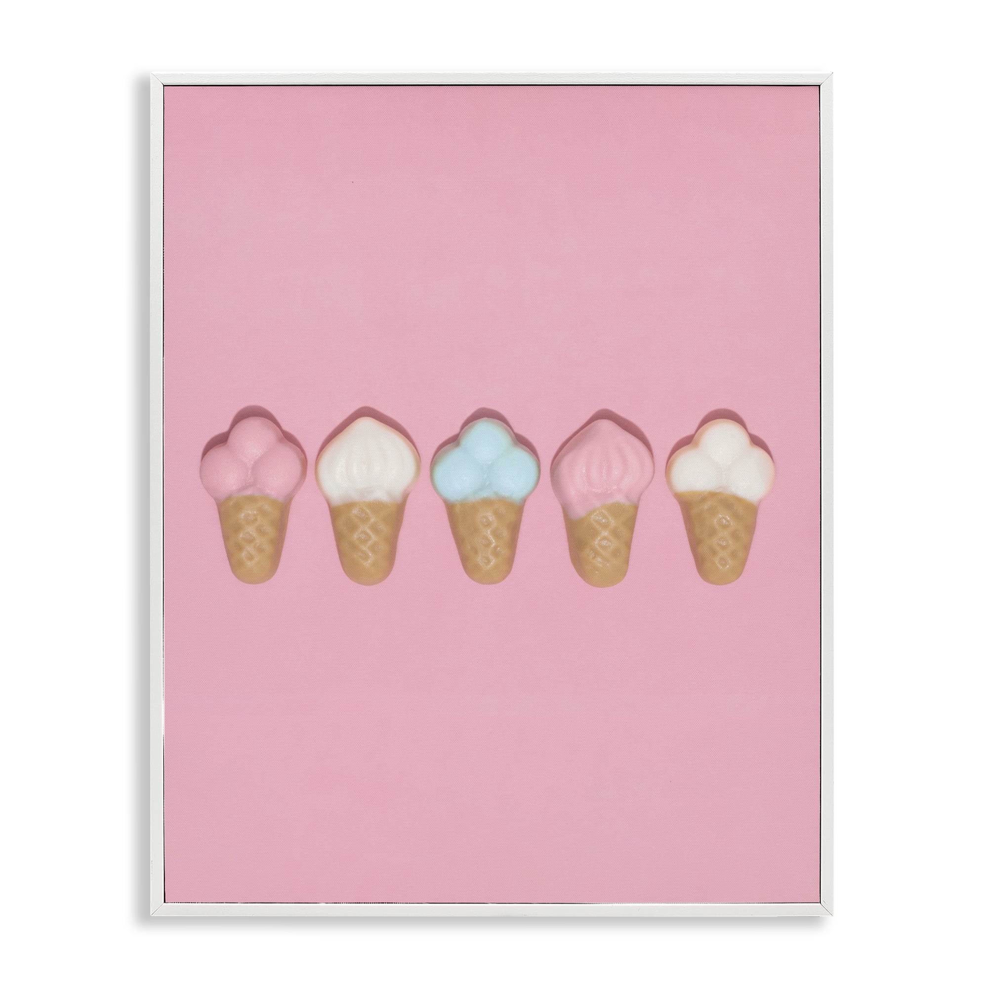Stupell Industries Pink Ice Cream Candy White Framed Giclee Art, design by LISH Creative
