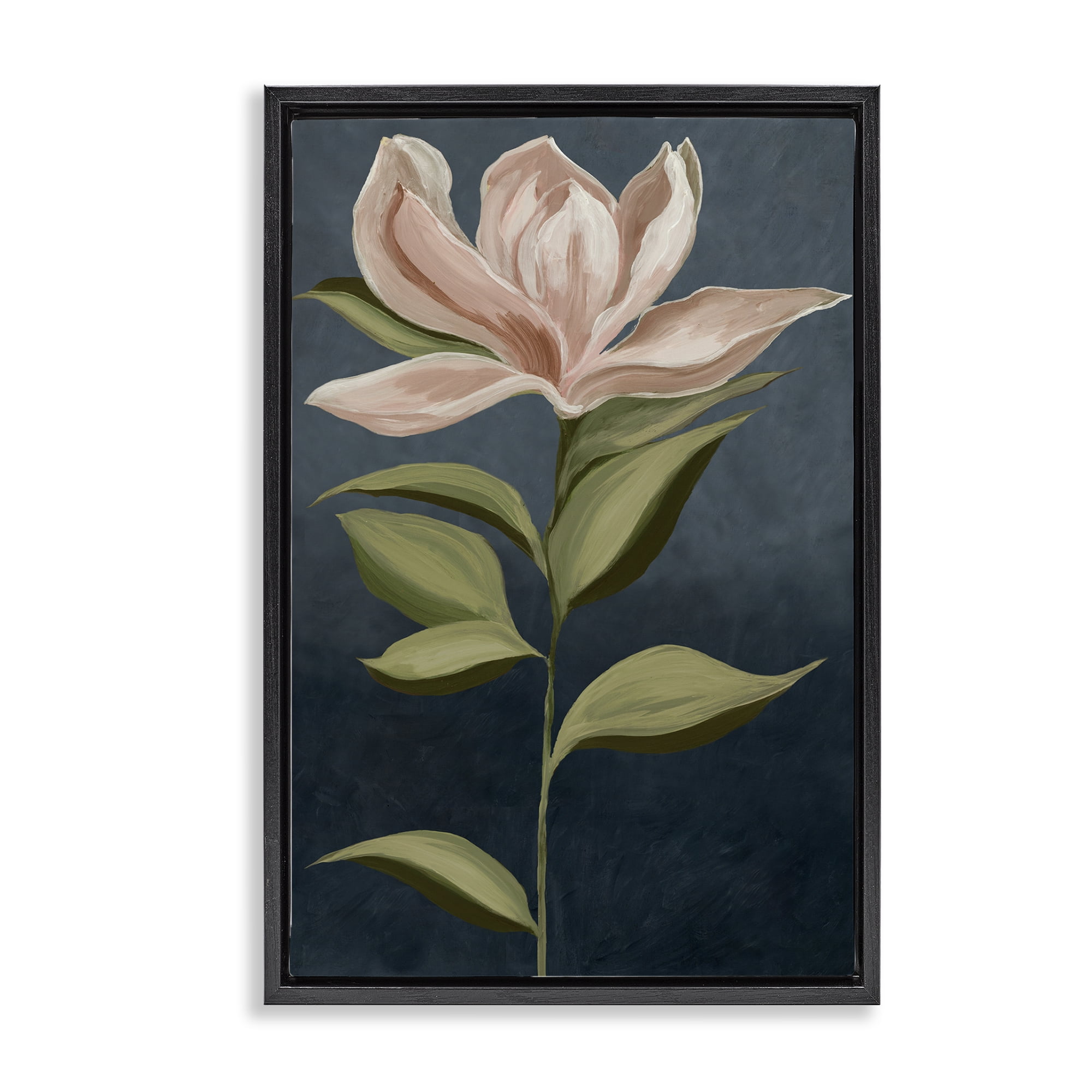 Stupell Industries Pink Iris Petals Plants & Flowers Painting Black Floater Framed Canvas Art Print Wall Art, 17 x 25