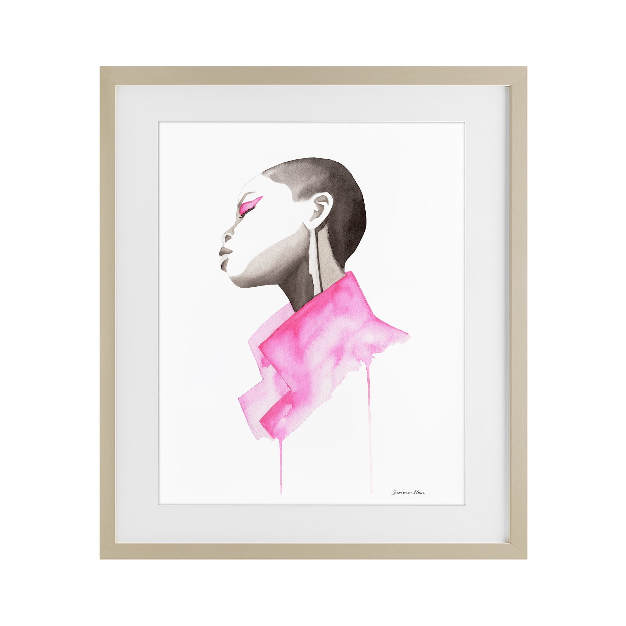 Stupell Industries Pink Jacket Elegance Portrait Birch Framed Print Under Glass, design by Simone Elum