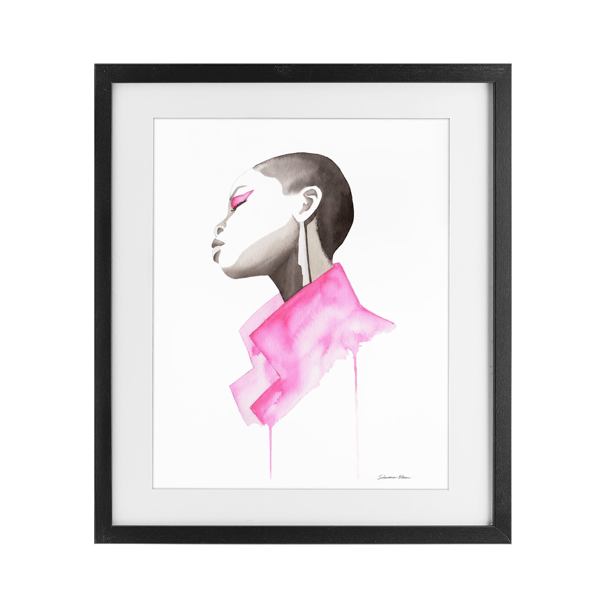 Stupell Industries Pink Jacket Elegance Portrait Black Framed Print Under Glass, design by Simone Elum