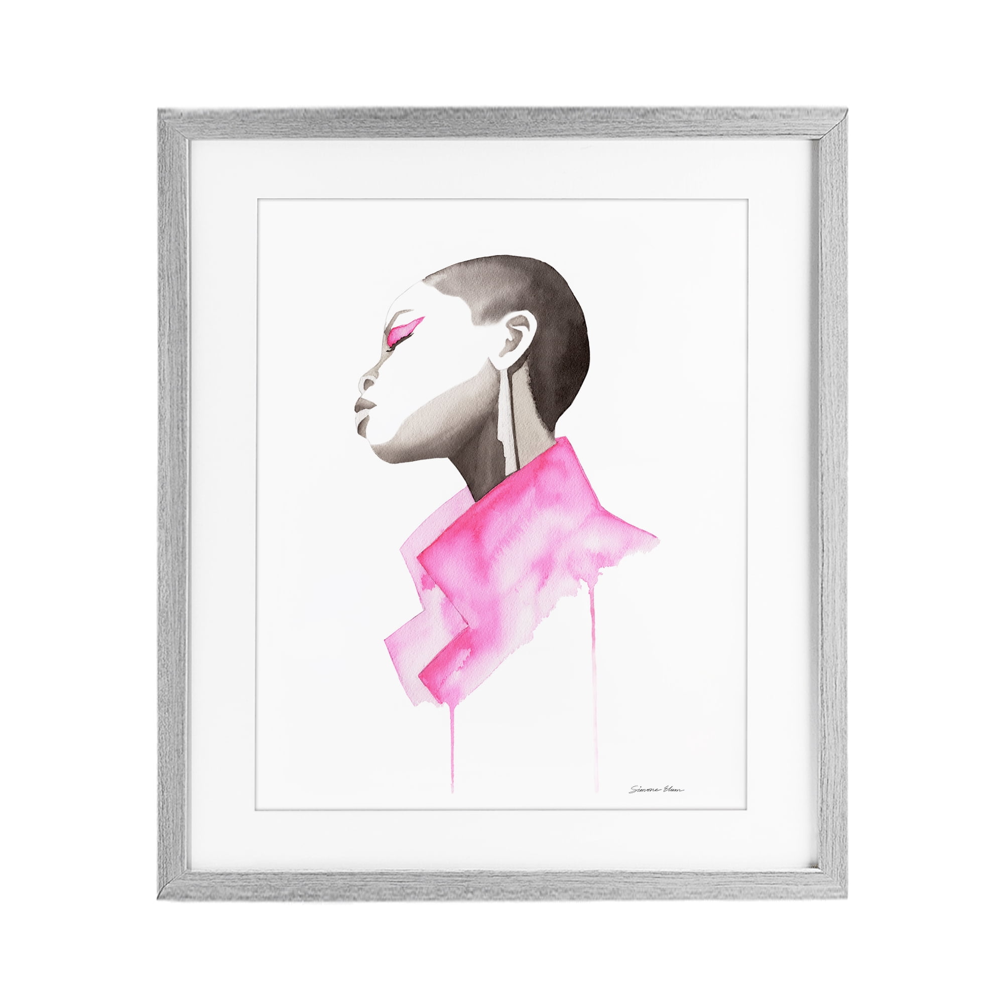 Stupell Industries Pink Jacket Elegance Portrait Gray Framed Print Under Glass, design by Simone Elum