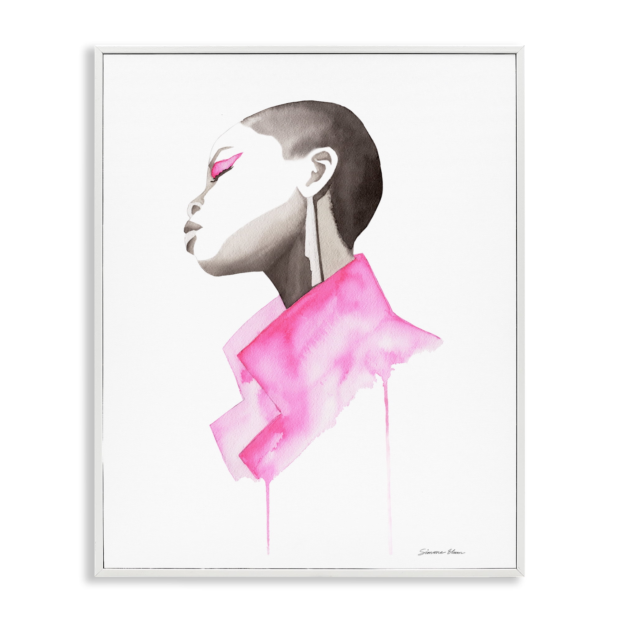 Stupell Industries Pink Jacket Elegance Portrait White Framed Giclee Art, design by Simone Elum