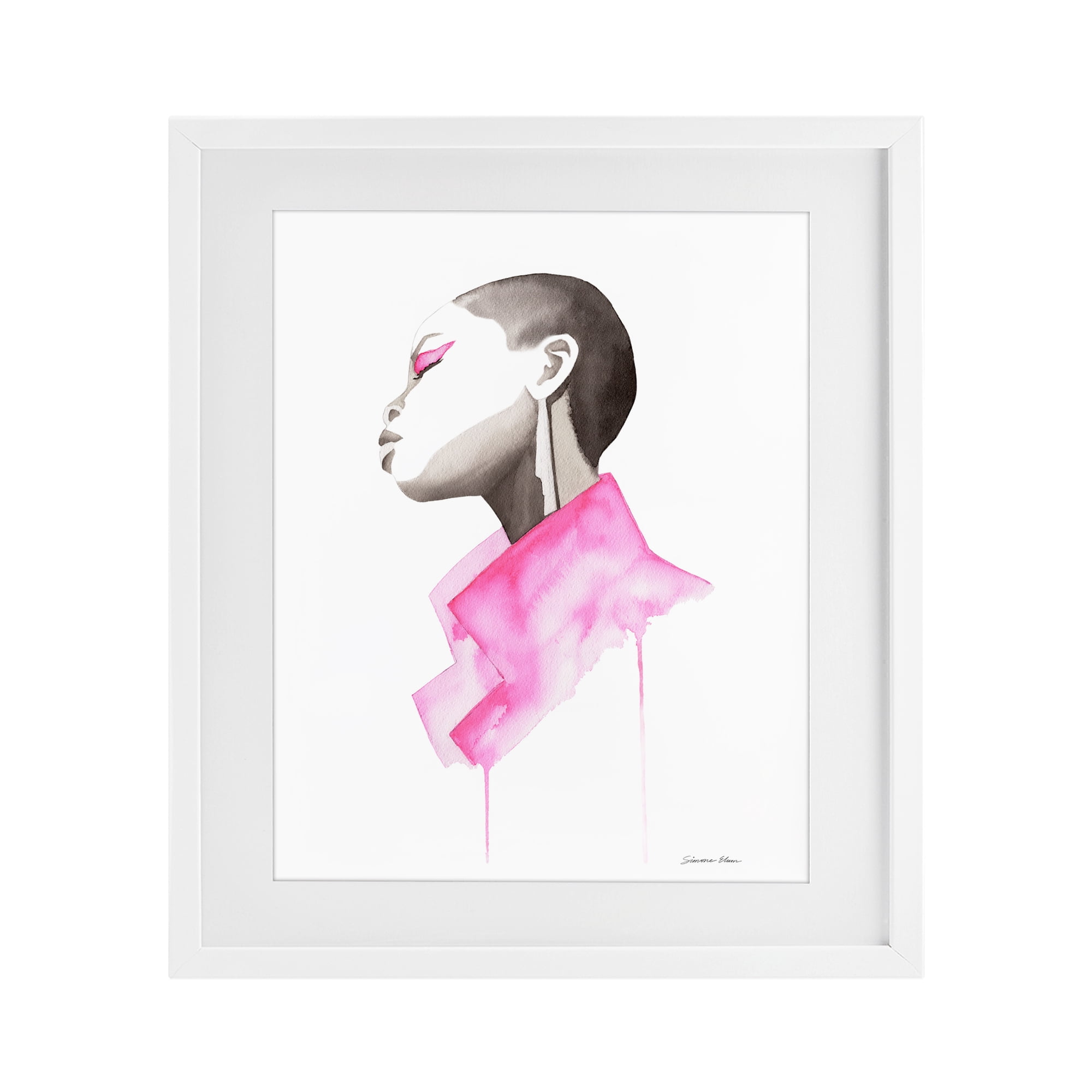 Stupell Industries Pink Jacket Elegance Portrait White Framed Print Under Glass, design by Simone Elum
