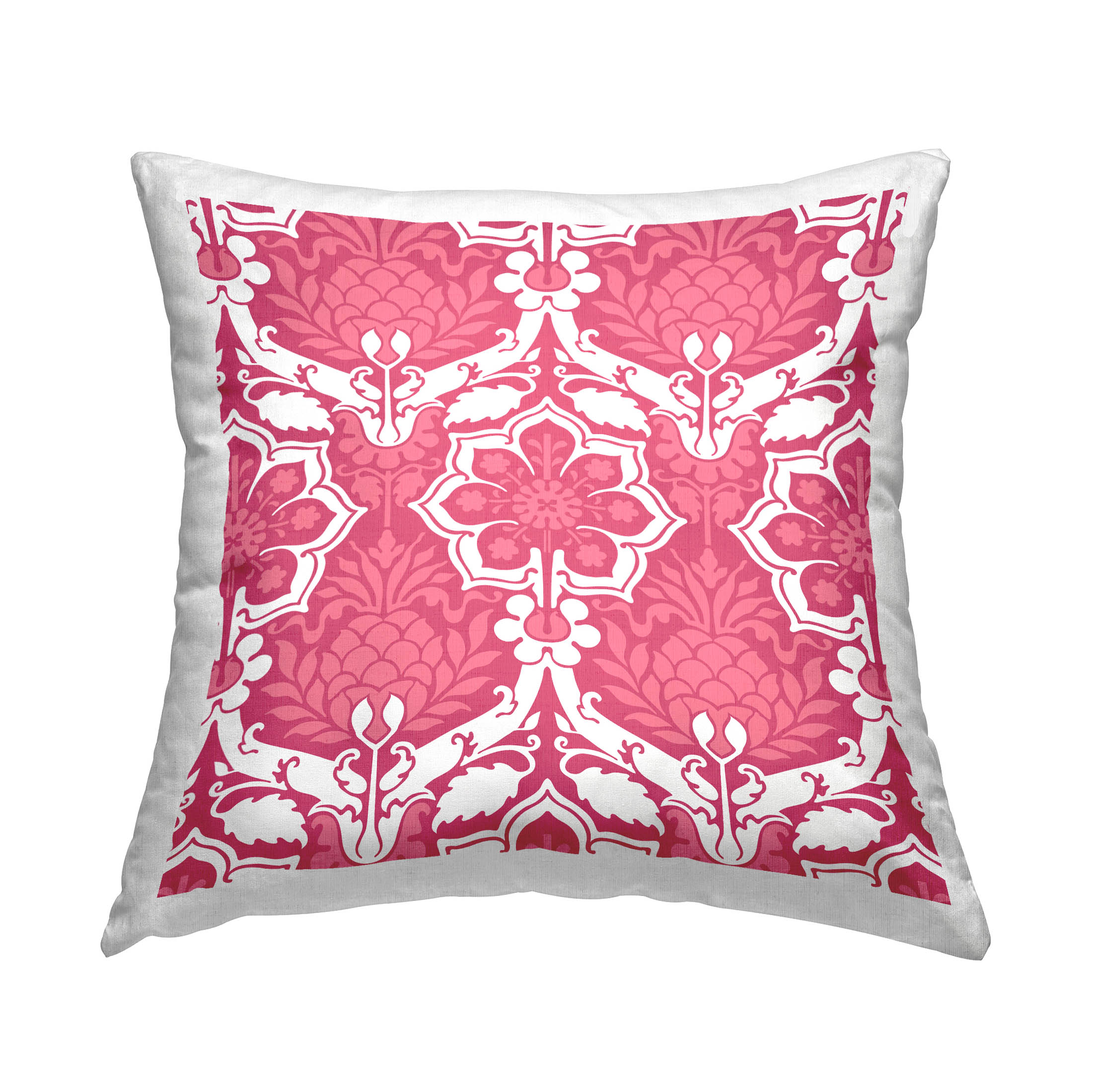 Stupell Industries Pink Jacquard Floral Pattern Printed Throw Pillow Design by George Tygert