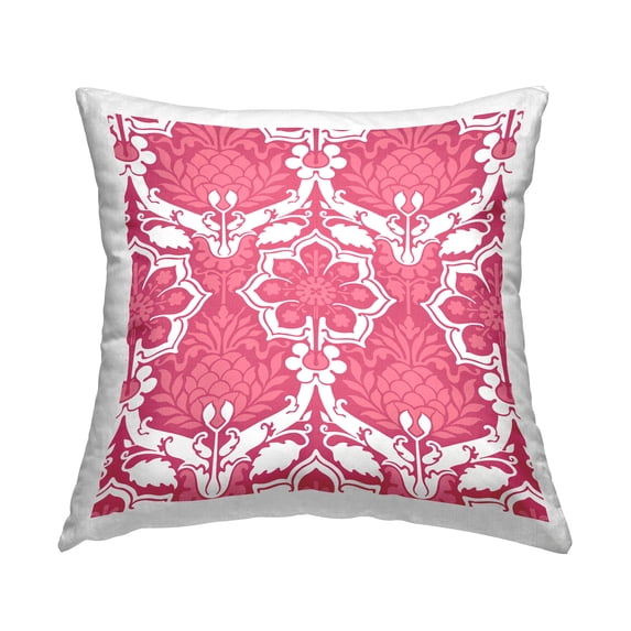 Stupell Industries Pink Jacquard Floral Pattern Printed Throw Pillow Design by George Tygert