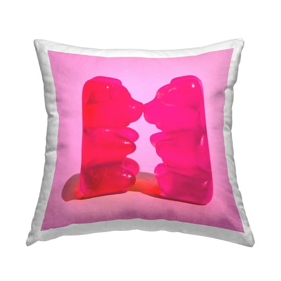 Stupell Industries Pink Kissing Gummy Candy Square Decorative Printed Throw Pillow, 18 x 18
