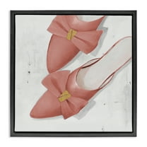 Stupell Industries Pink Kitten Heels Fashion Painting Black Floater Framed Canvas Art Print Wall Art, 18 x 18