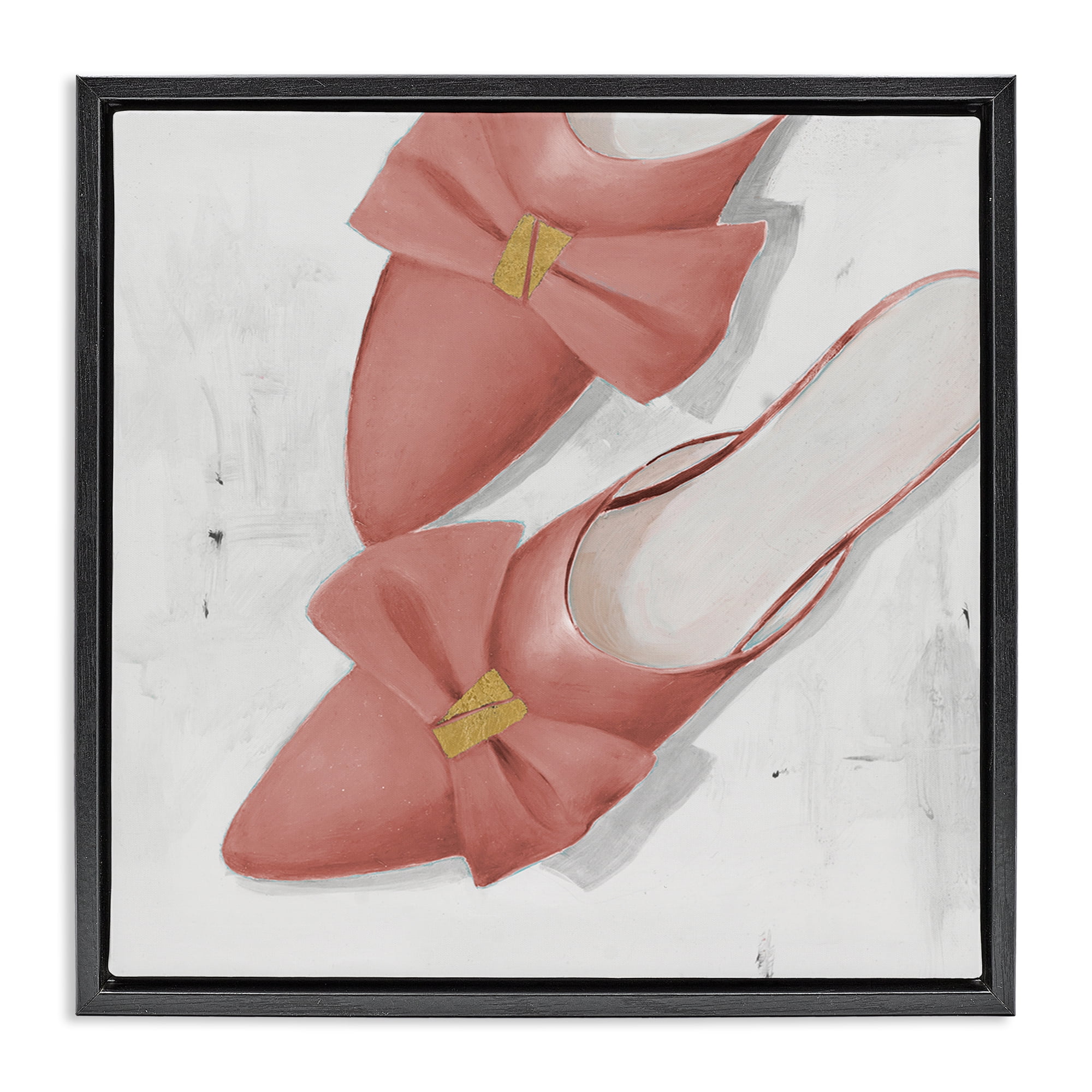 Stupell Industries Pink Kitten Heels Fashion Painting Black Floater Framed Canvas Art Print Wall Art, 25 x 25