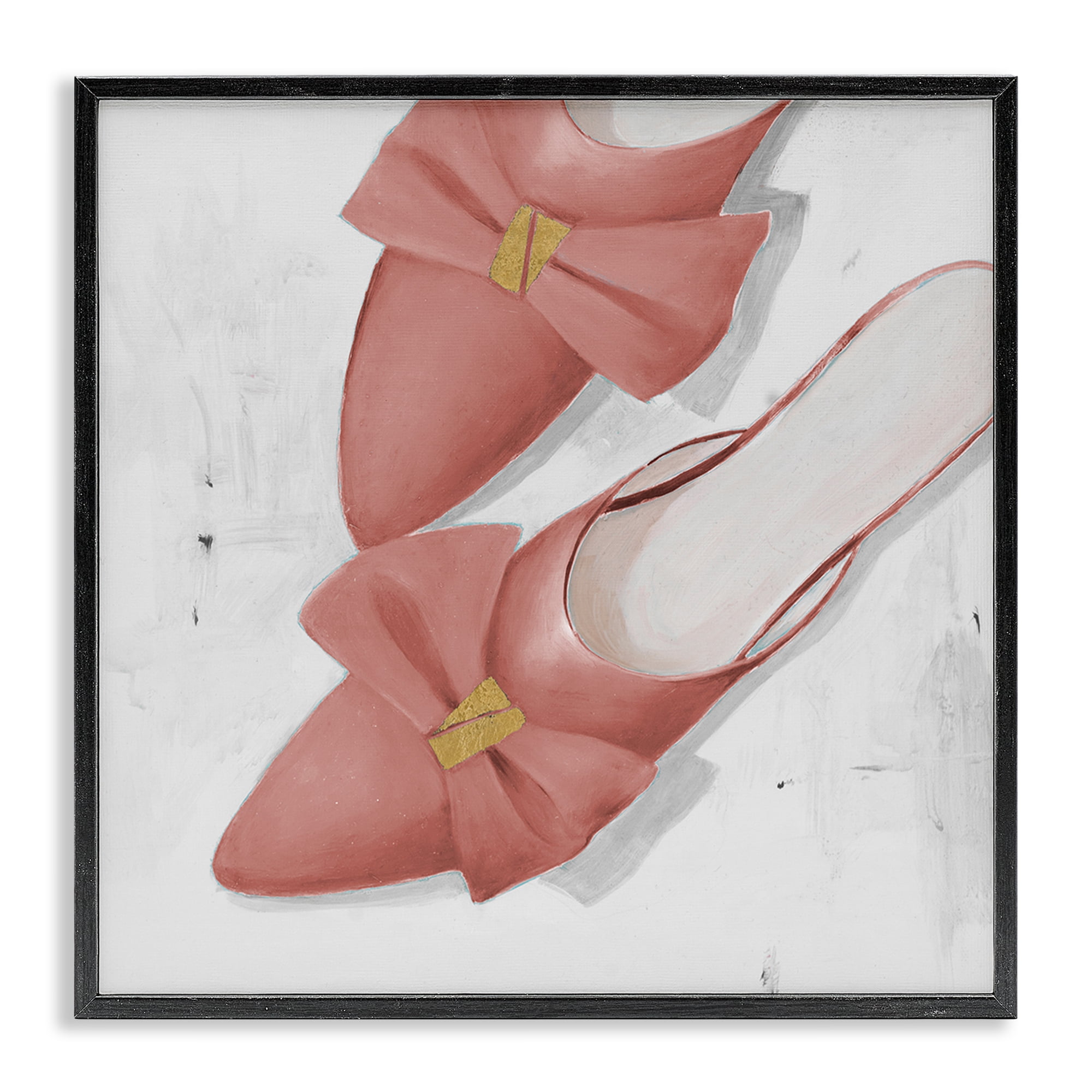Stupell Industries Pink Kitten Heels Fashion Painting Black Framed Art Print Wall Art, 12 x 12